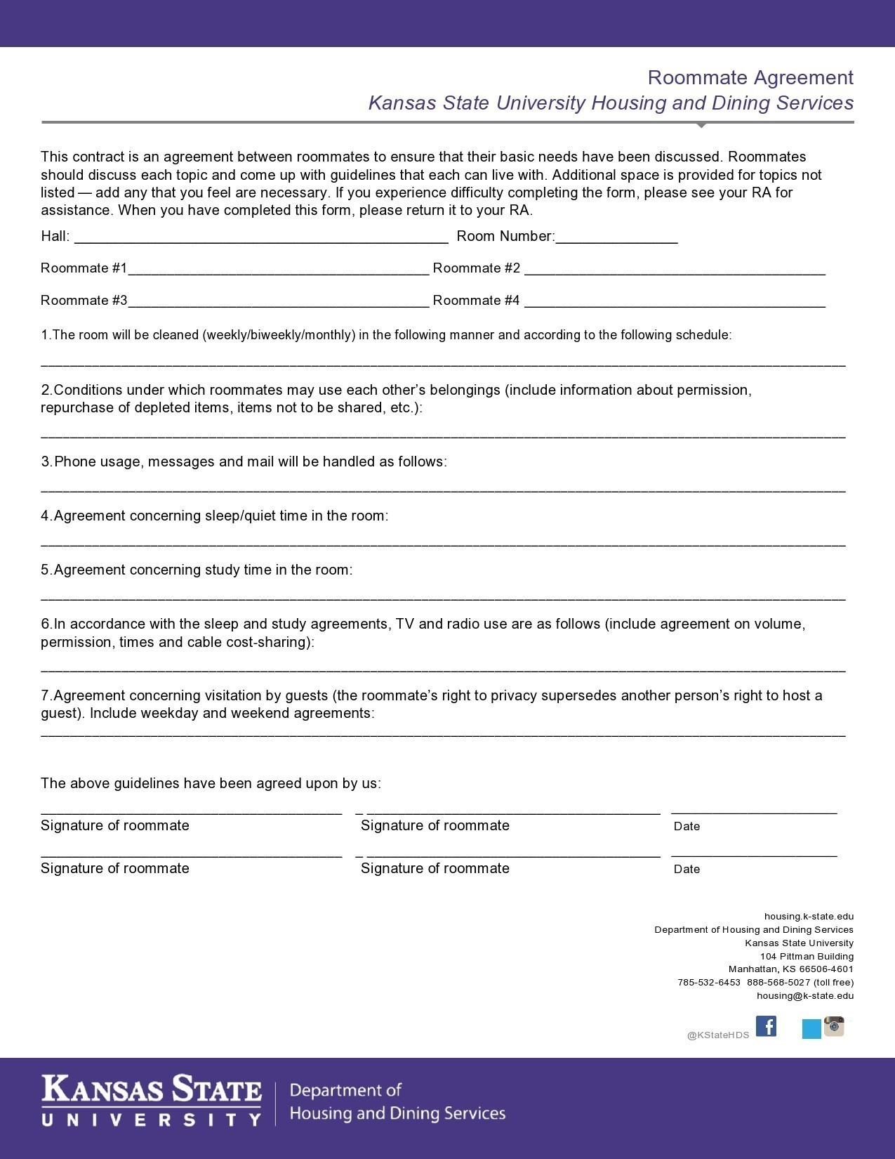 Free roommate agreement template 34