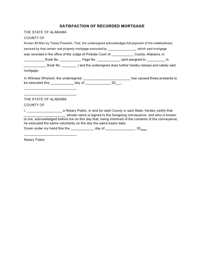 39 Free Satisfactions Of Mortgage Forms (& Letters)