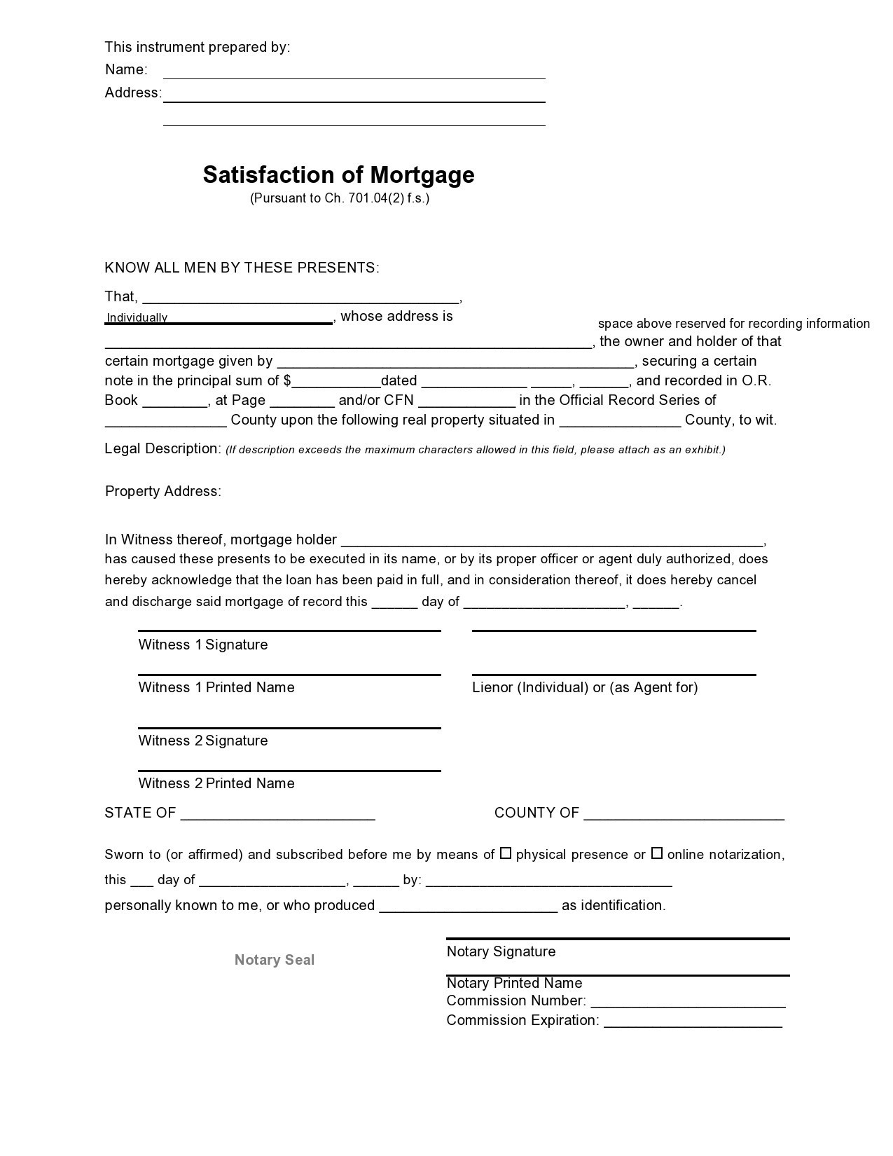 Free satisfaction of mortgage 34