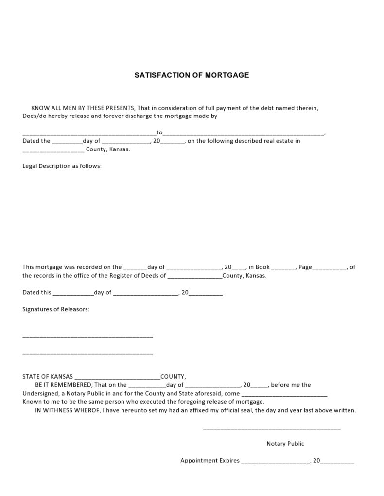 39 Free Satisfactions Of Mortgage Forms (& Letters)