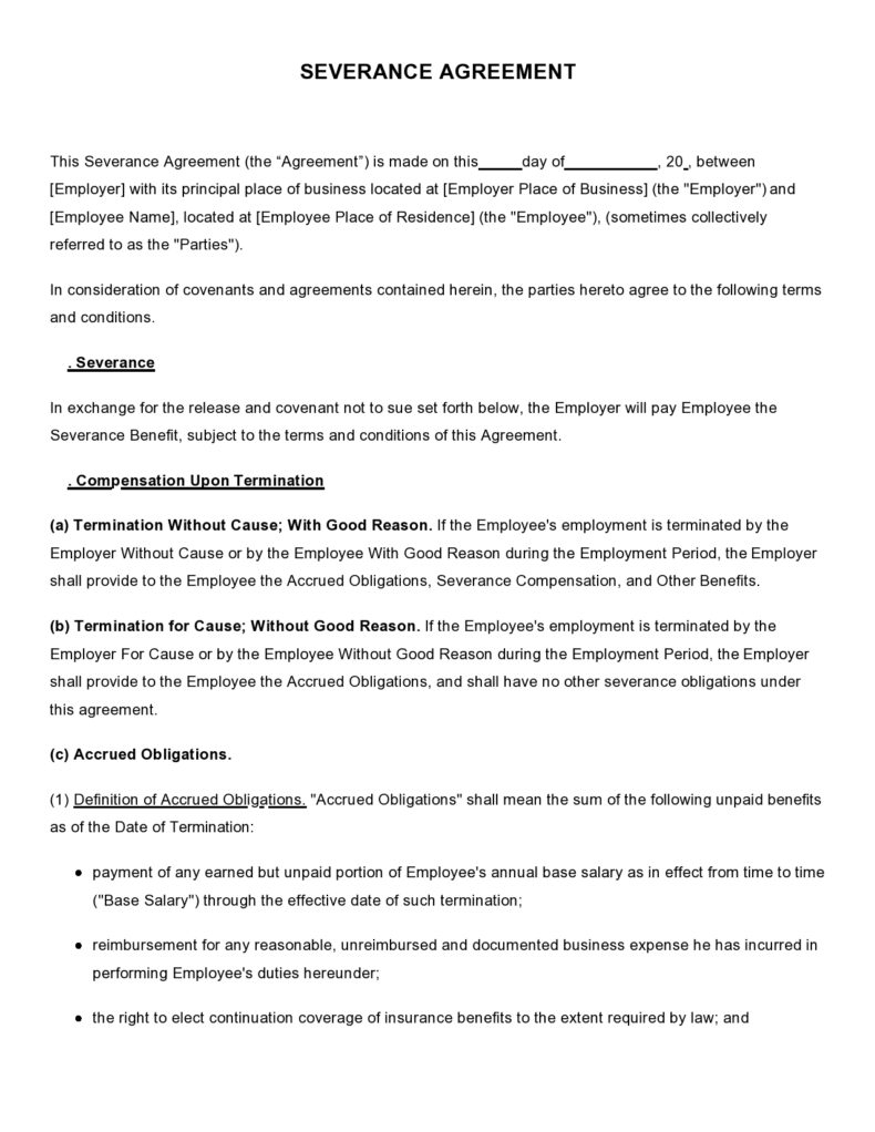 39 Best Severance Agreement Templates (+Examples)
