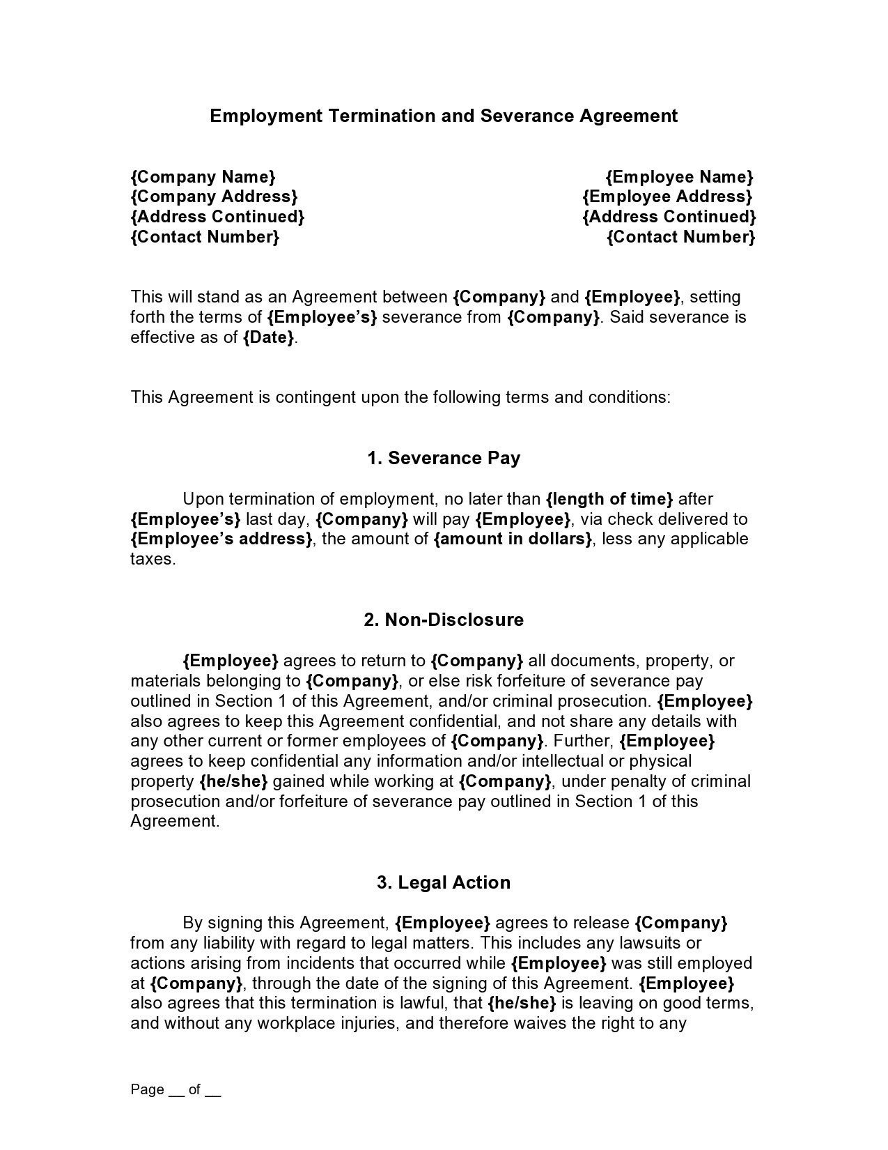 Free severance agreement template 24