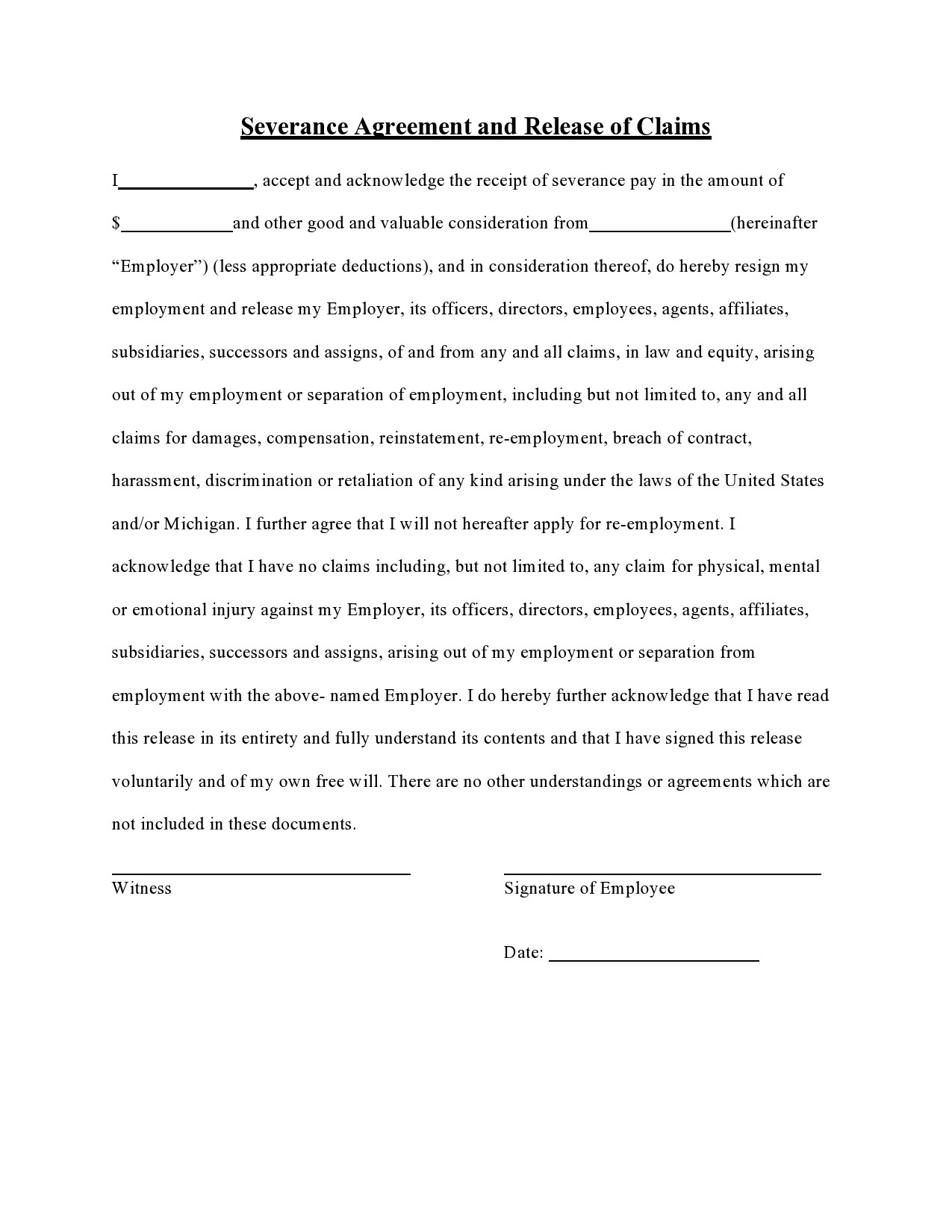 Free severance agreement template 32