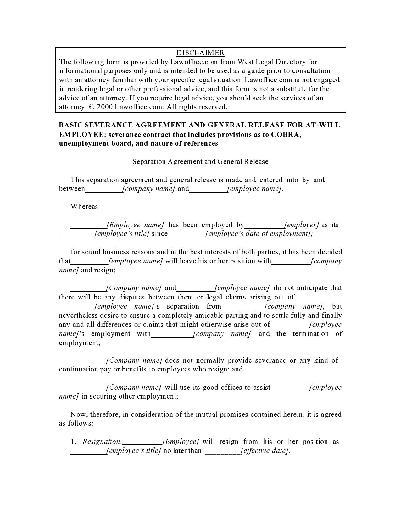 Free severance agreement template 37