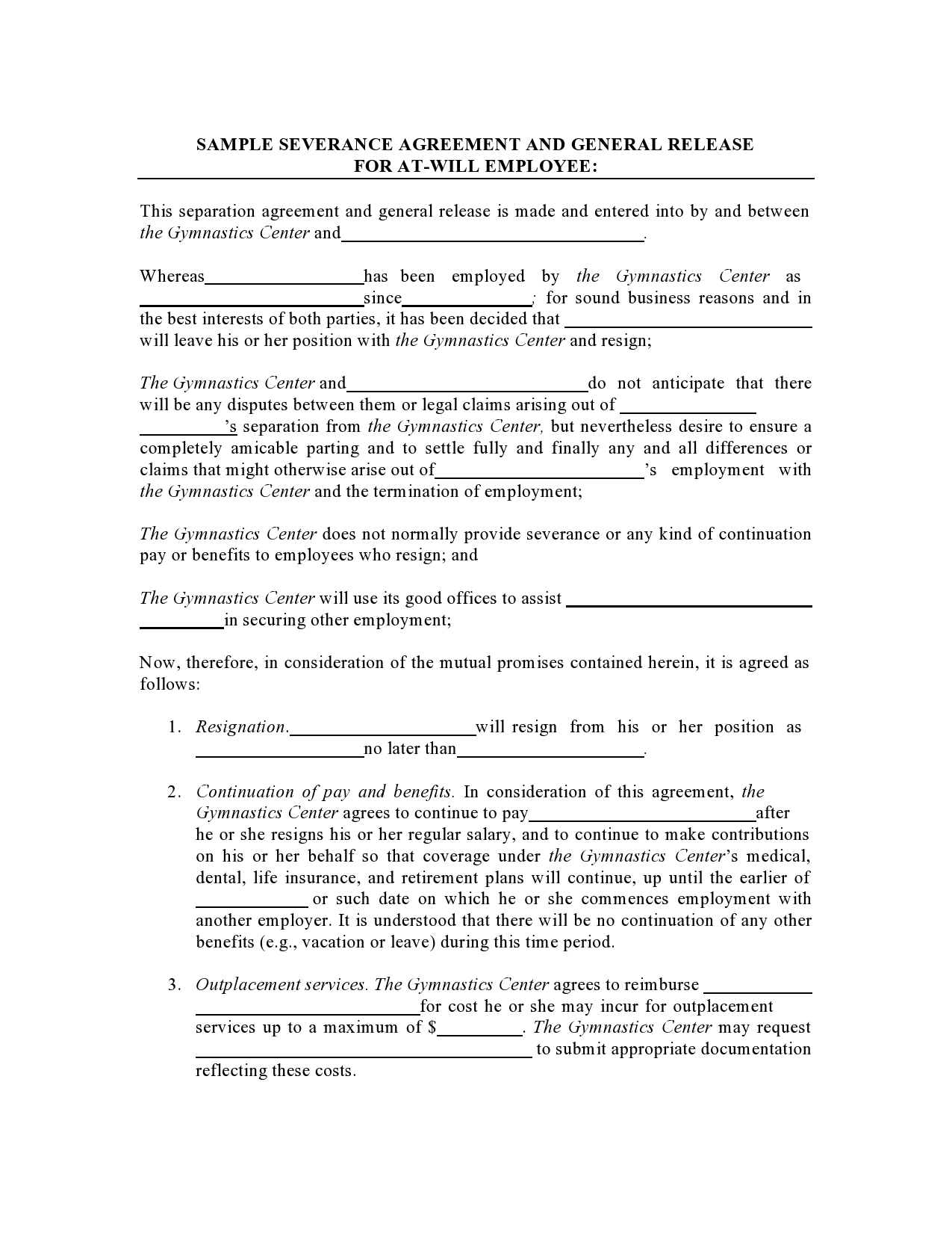 Free severance agreement template 39