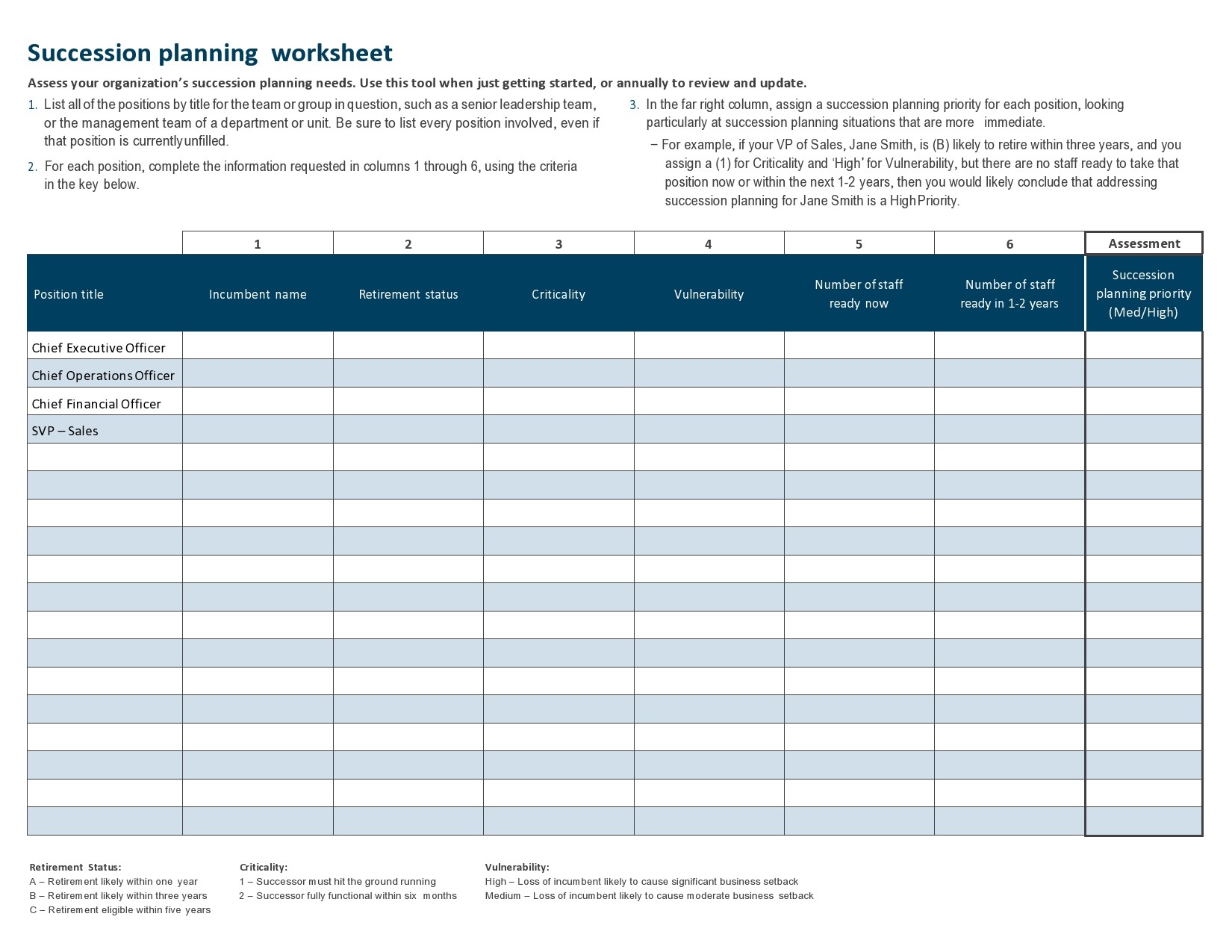 Free succession planning template 20