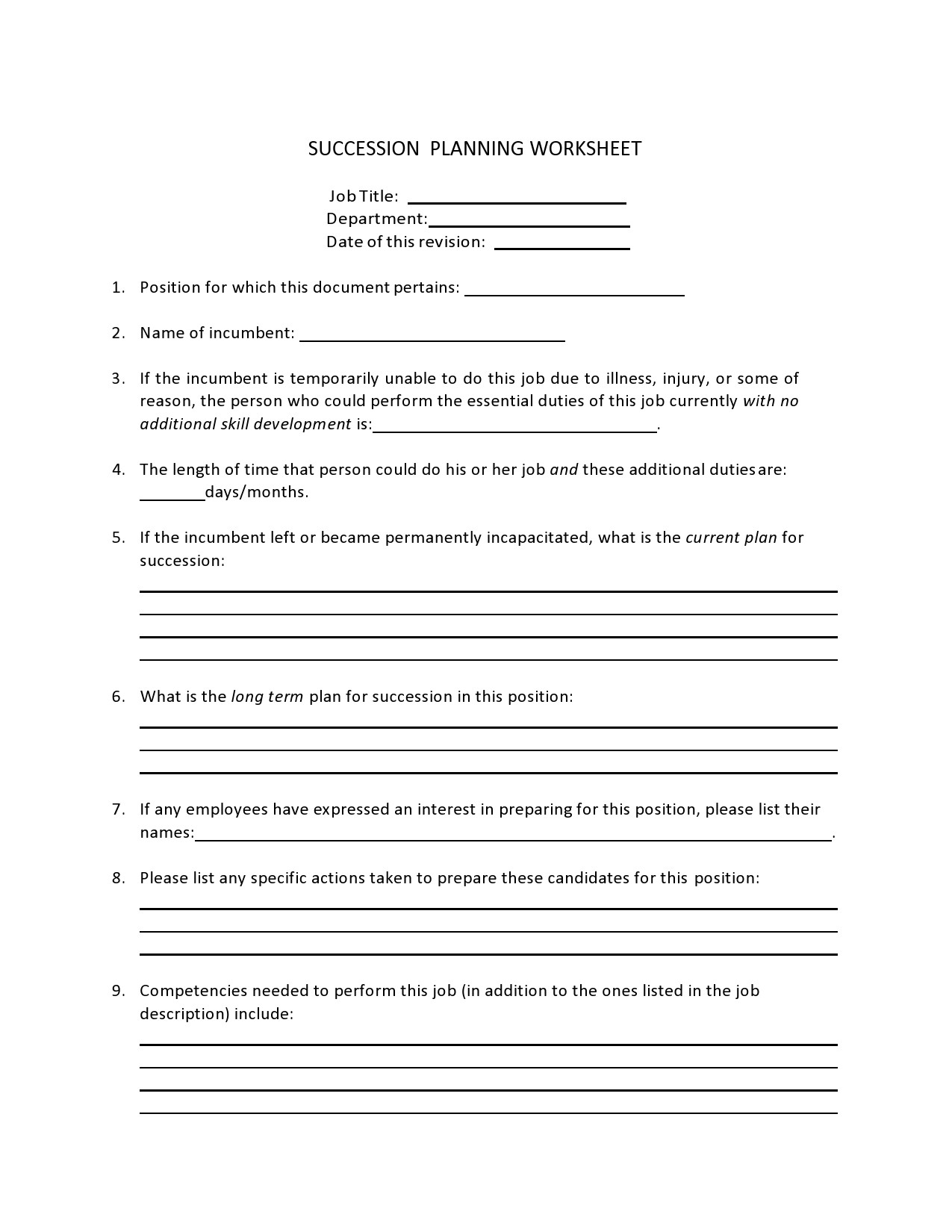 Free succession planning template 24