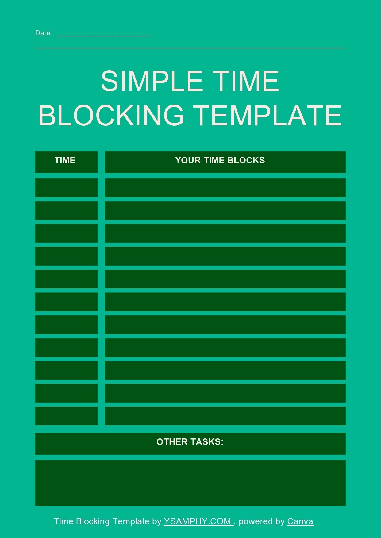 Free time blocking template 25