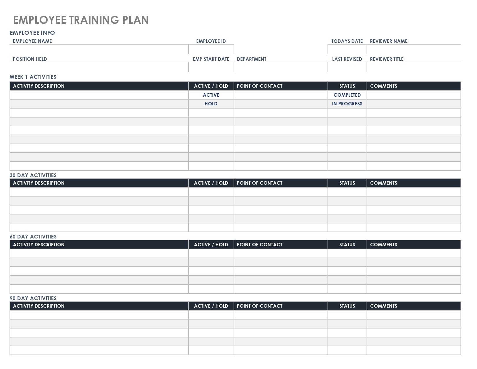 Free training plan template 03