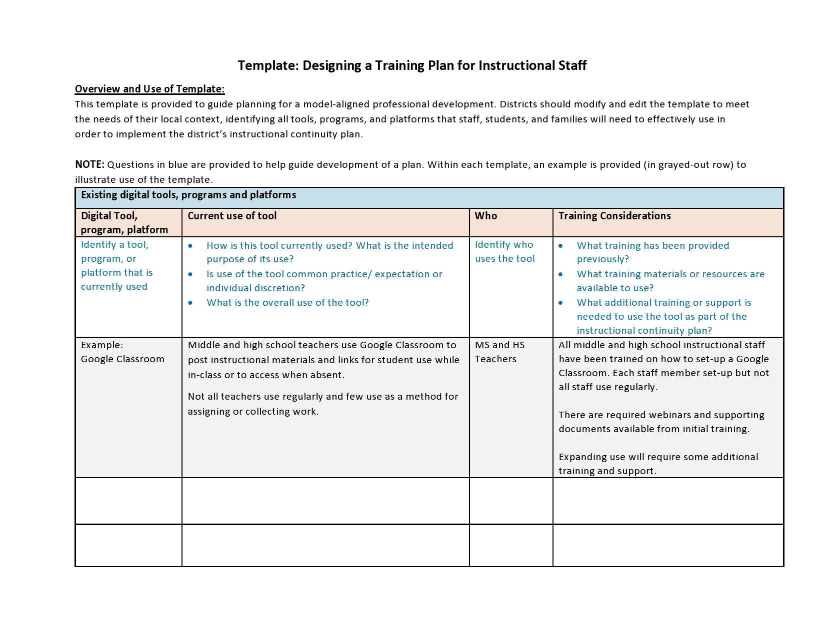 Free training plan template 13