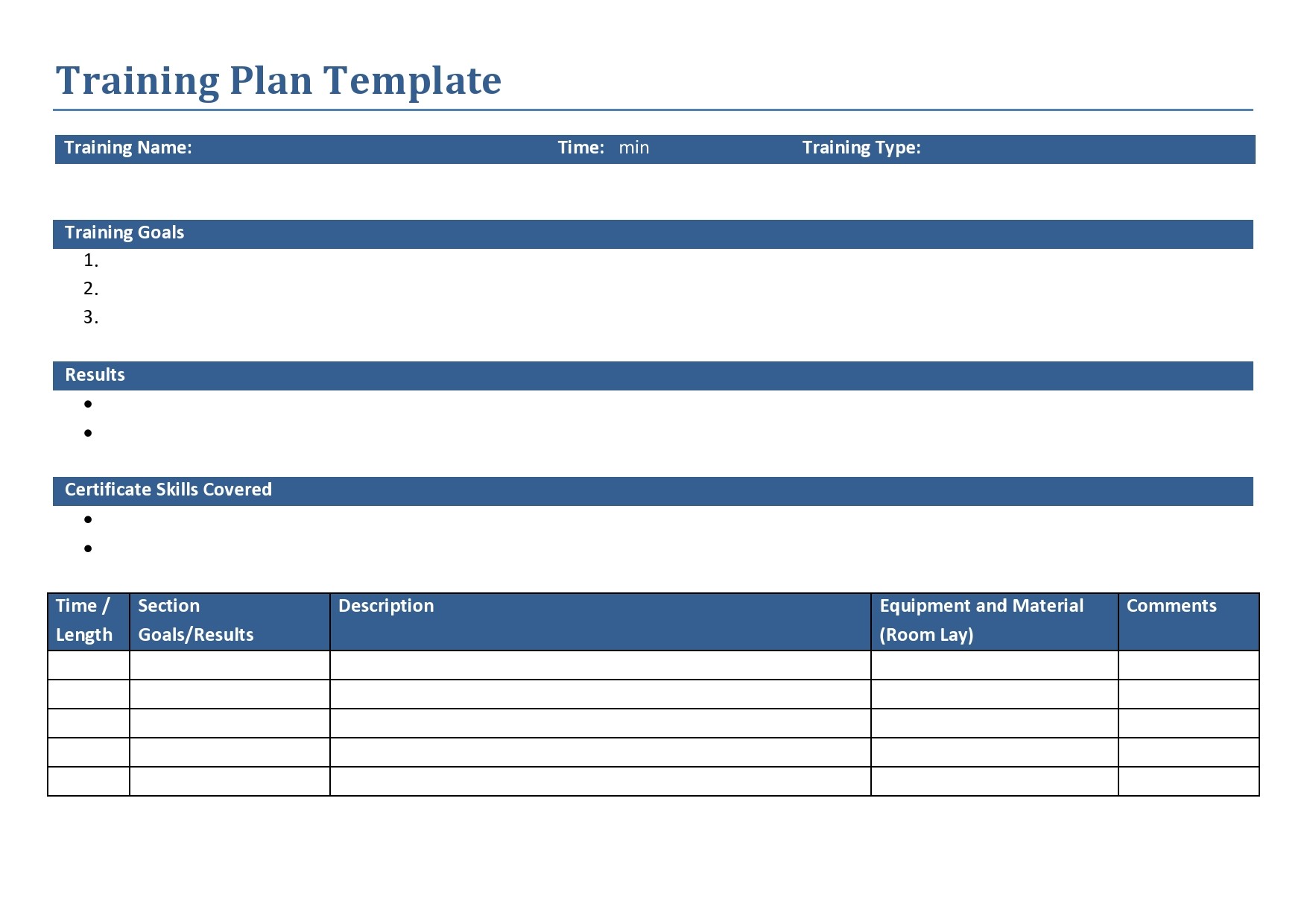 Free training plan template 34