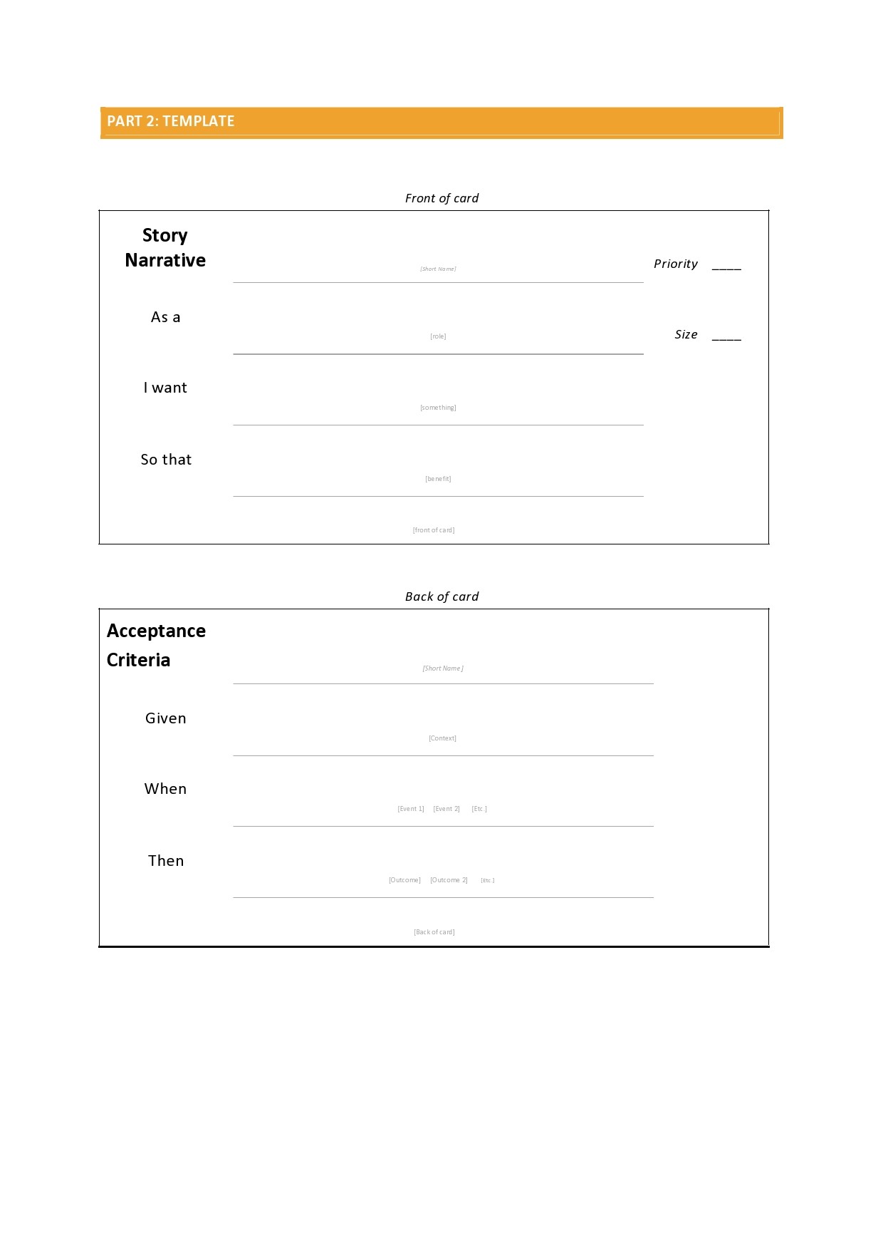 Free user story template 01