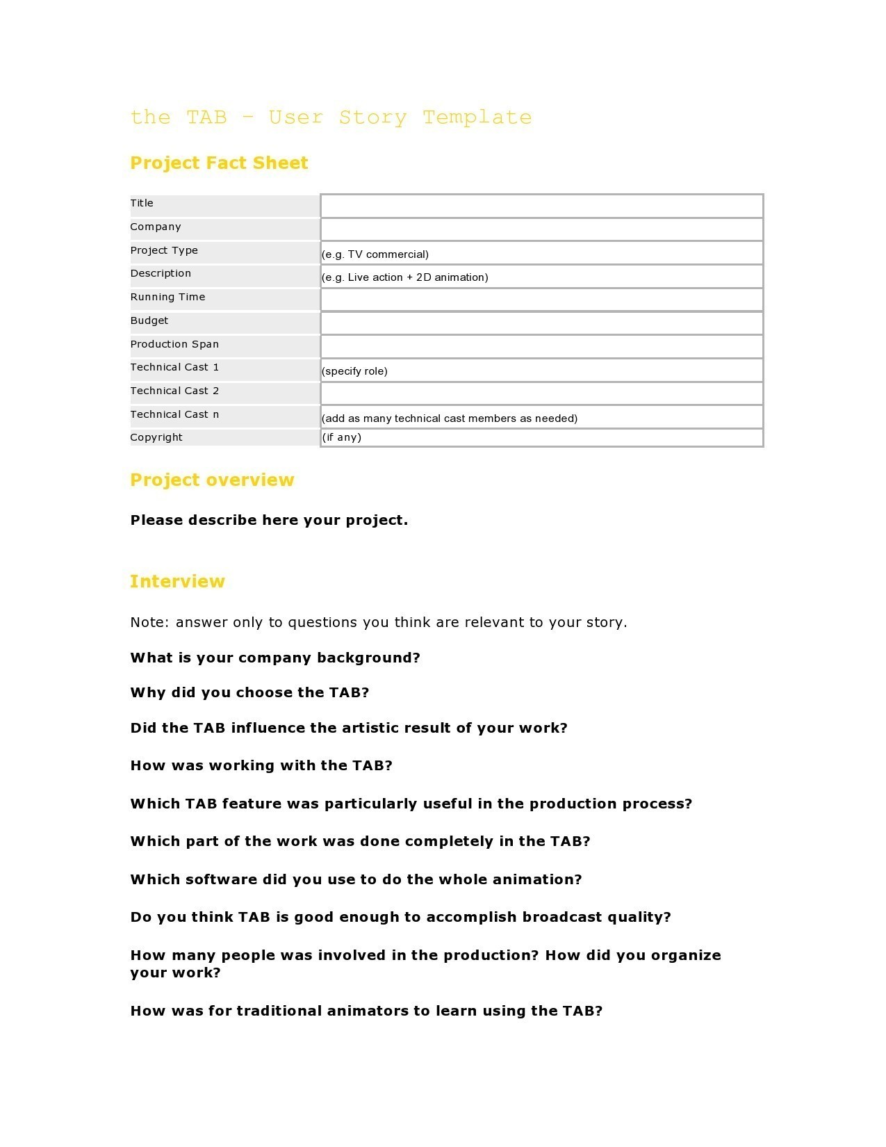 Free user story template 06