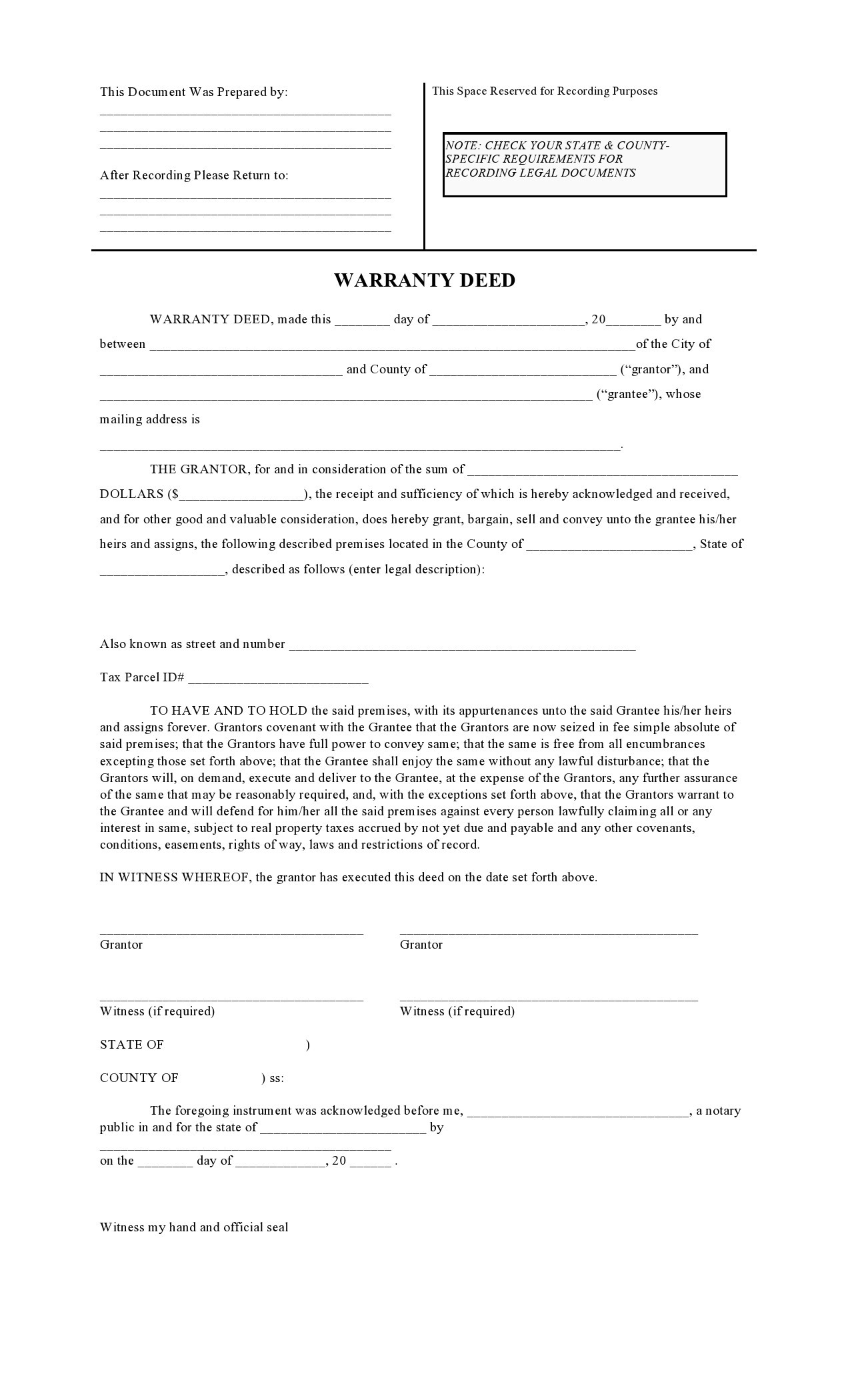 Free warranty deed form 04