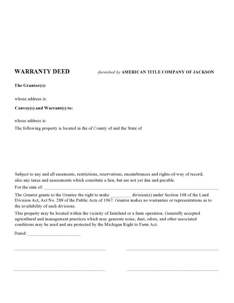 38 Warranty Deed Templates Forms (General Special) 38 Warranty Deed Templates Forms (General Special)
