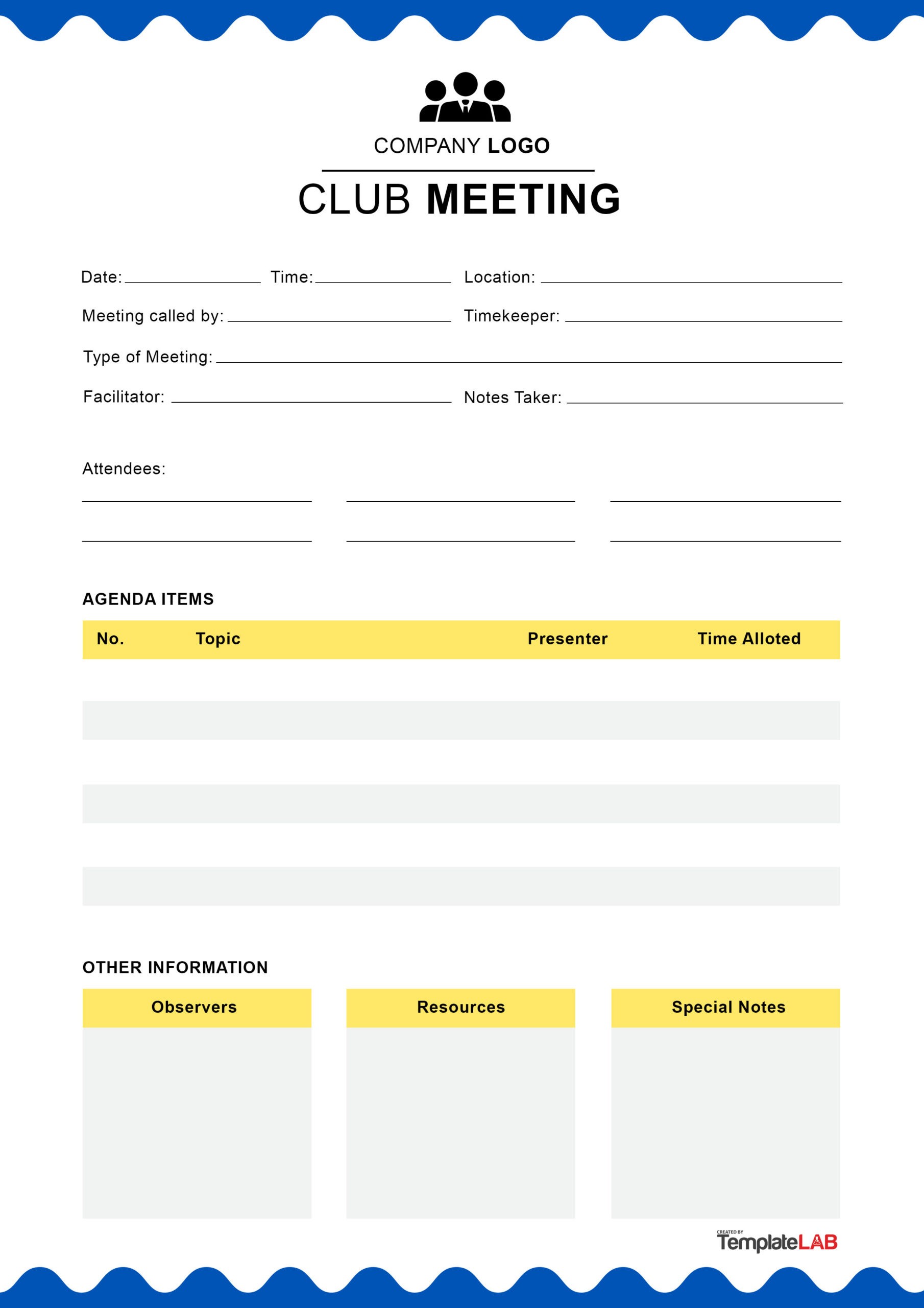 Actas de reunión del club gratis