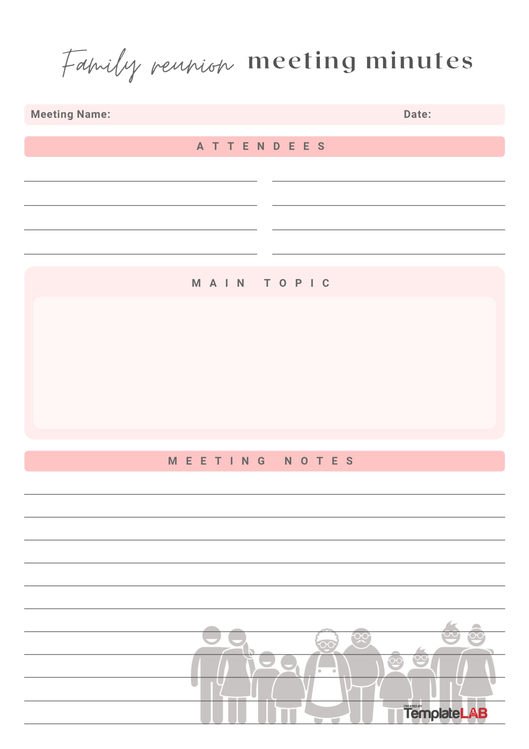 Free Family Reunion Meeting Minutes Template