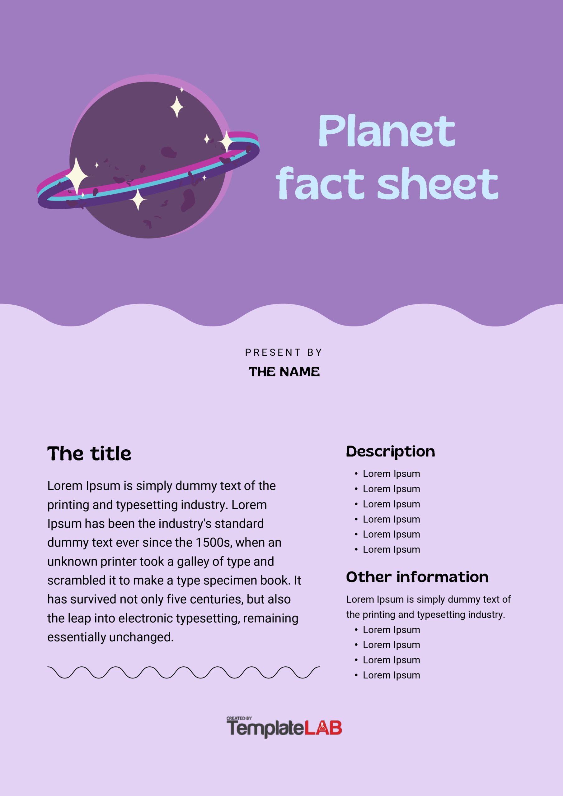 Free Planet Fact Sheet Template