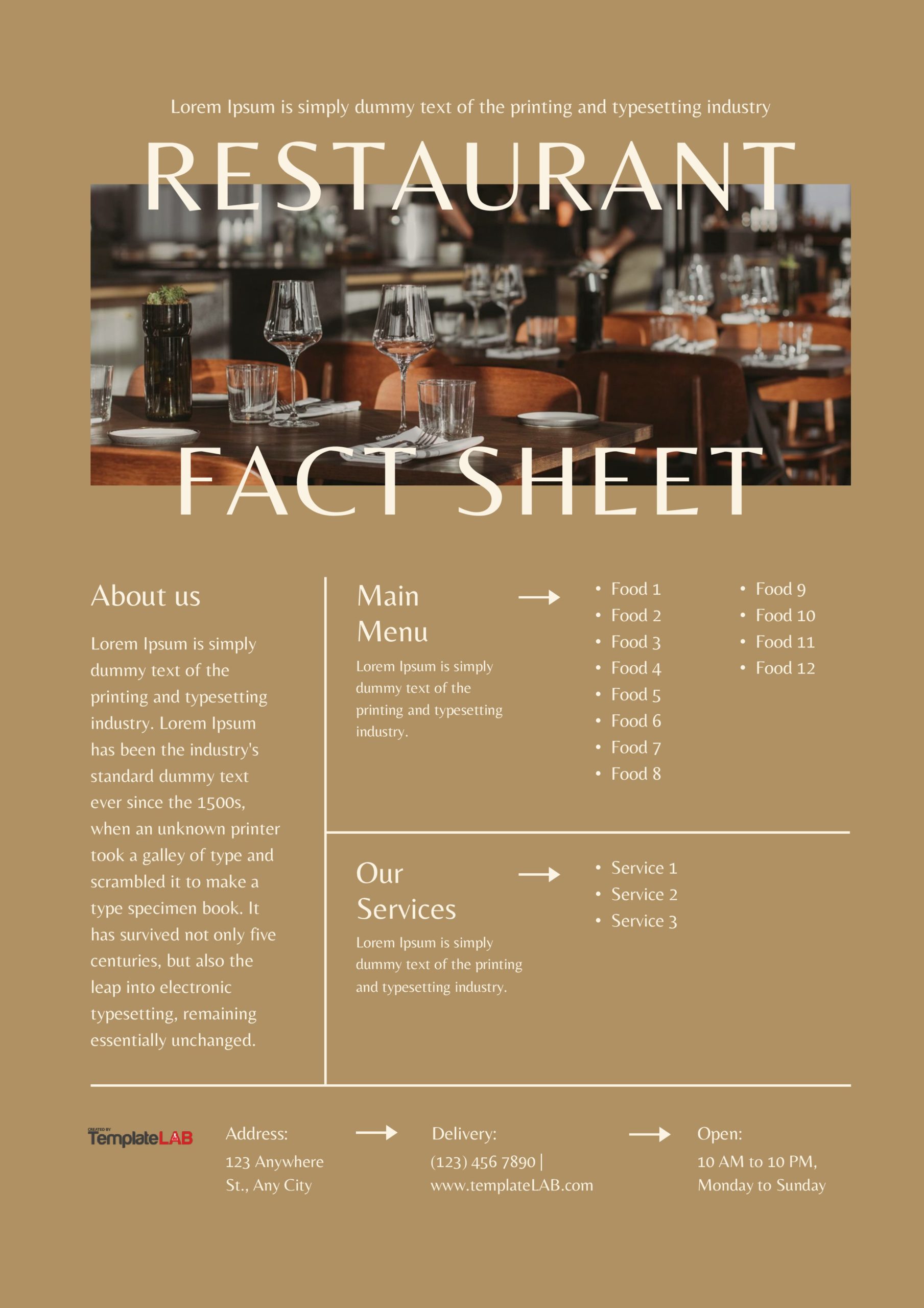 Free Restaurant Fact Sheet Template