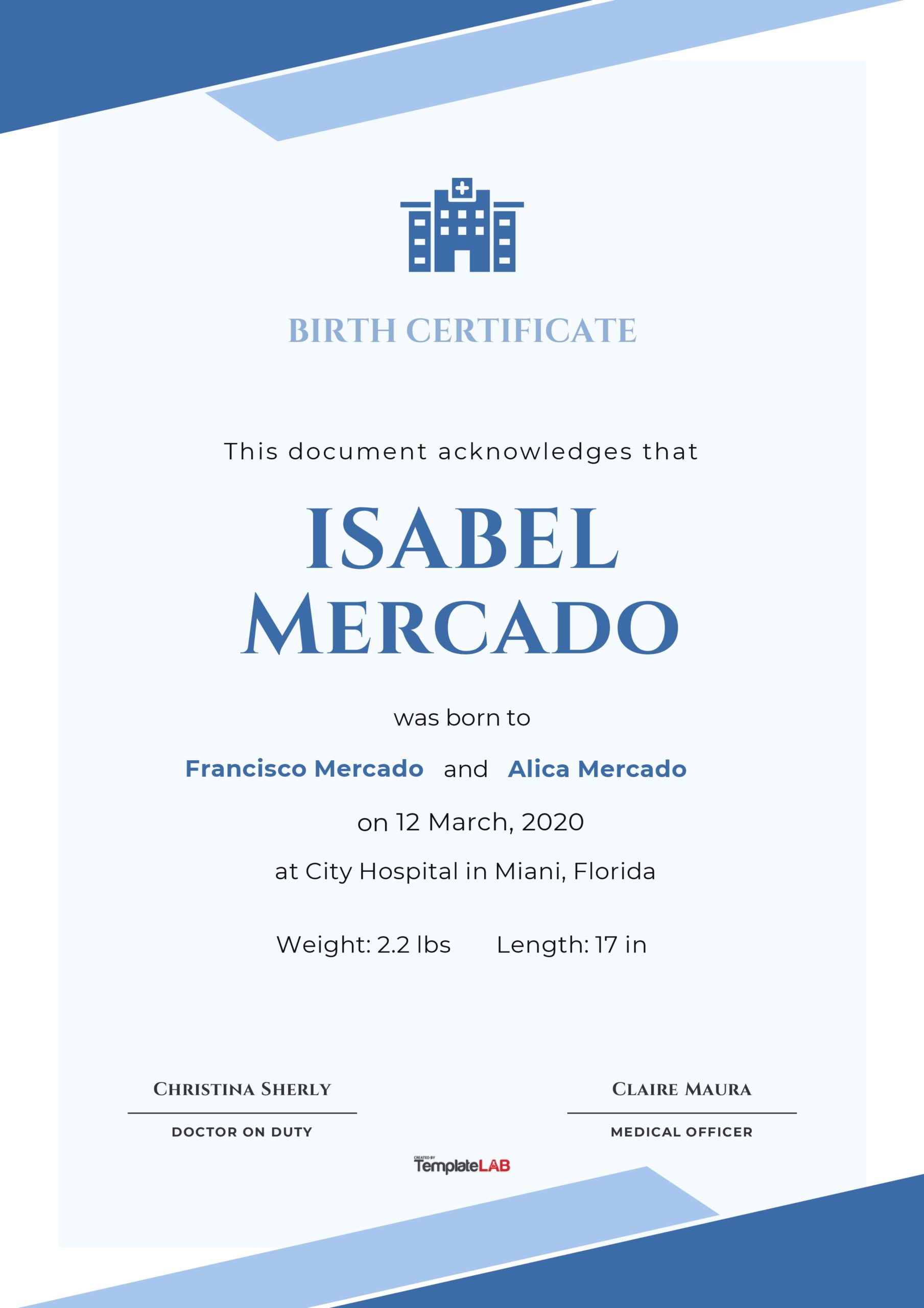 Plantilla de certificado de nacimiento gratis 17