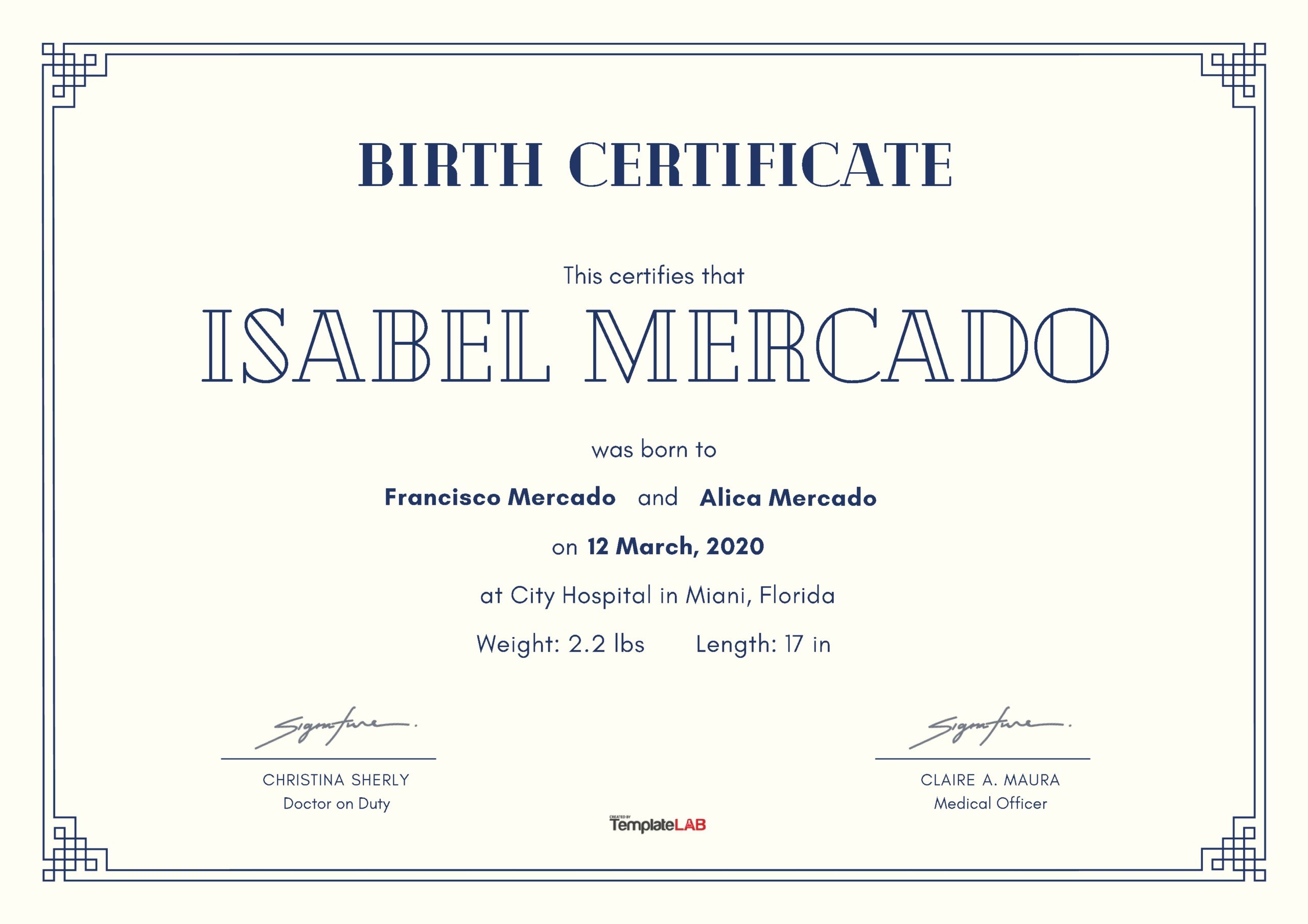 Plantilla de certificado de nacimiento gratis 19