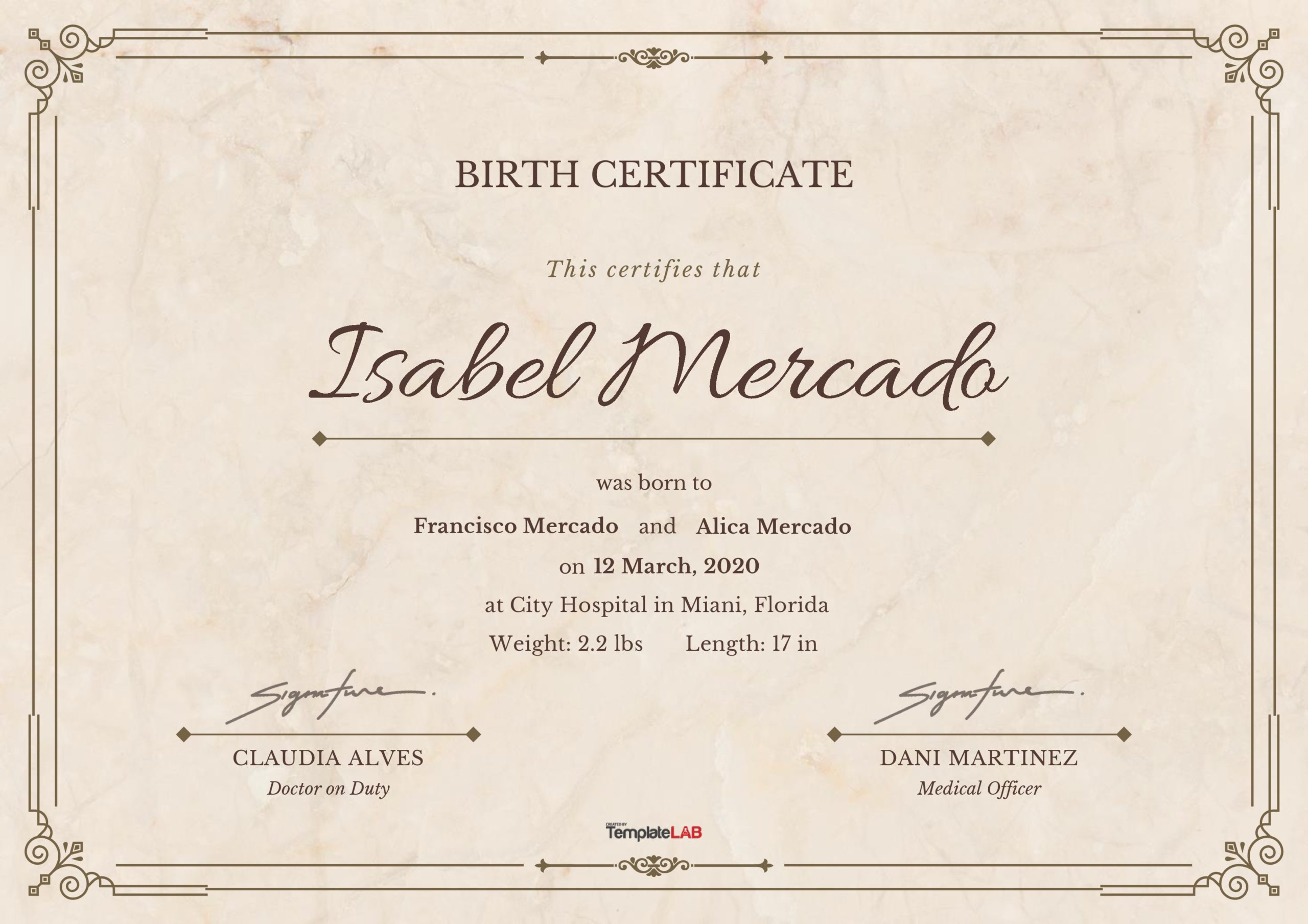 Plantilla de certificado de nacimiento gratis 21