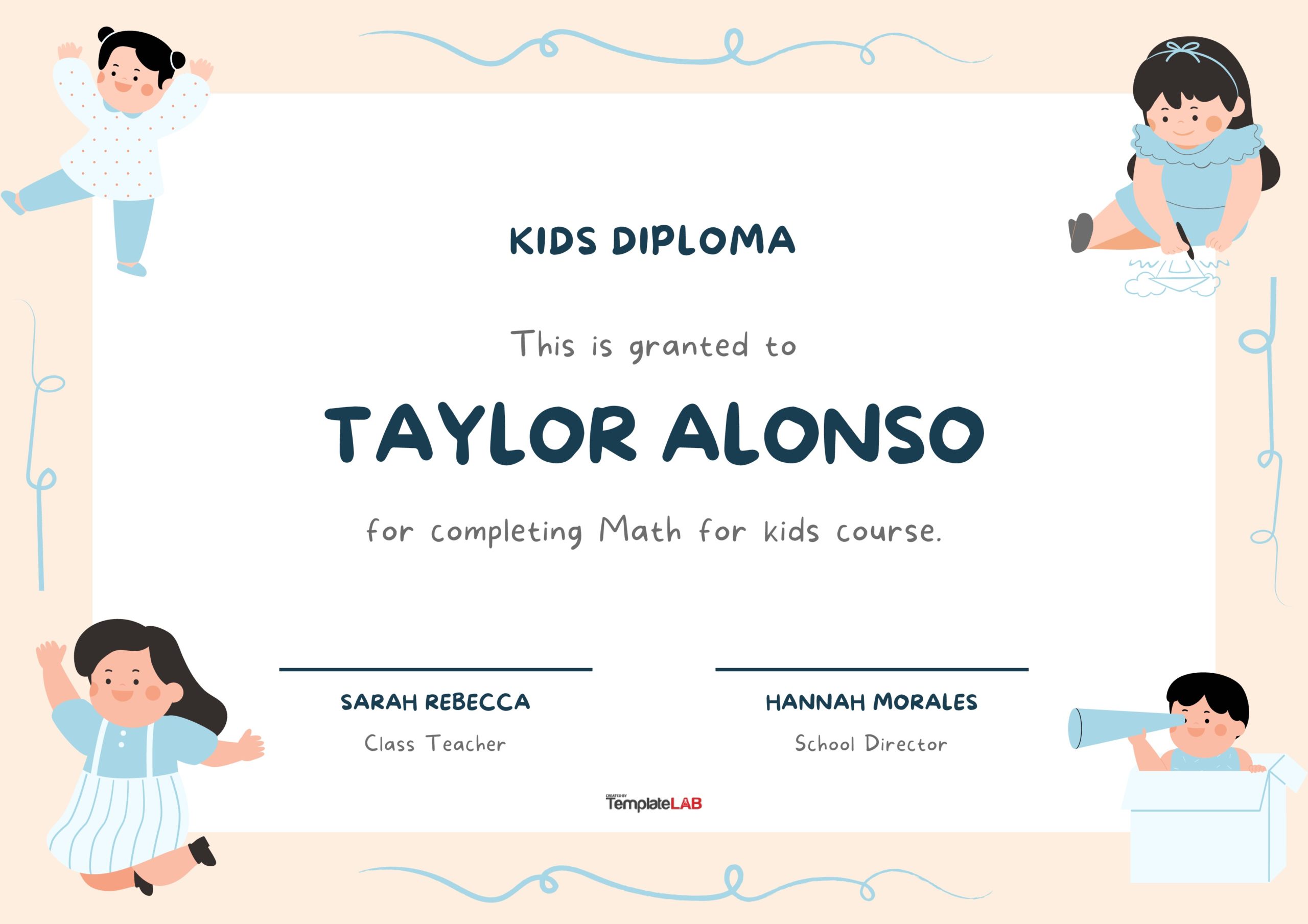 Free Kids Diploma Template