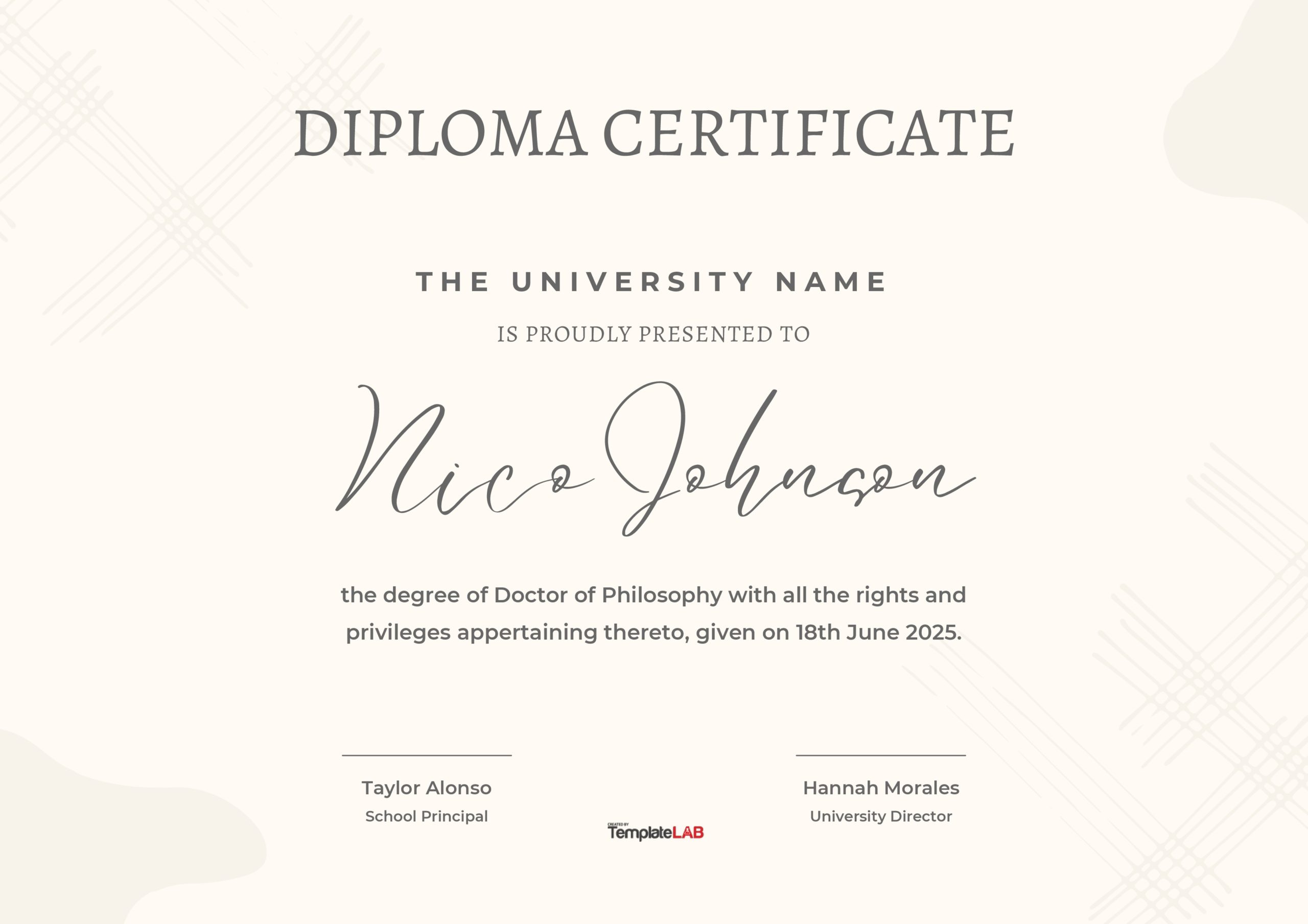Free PhD Diploma Template