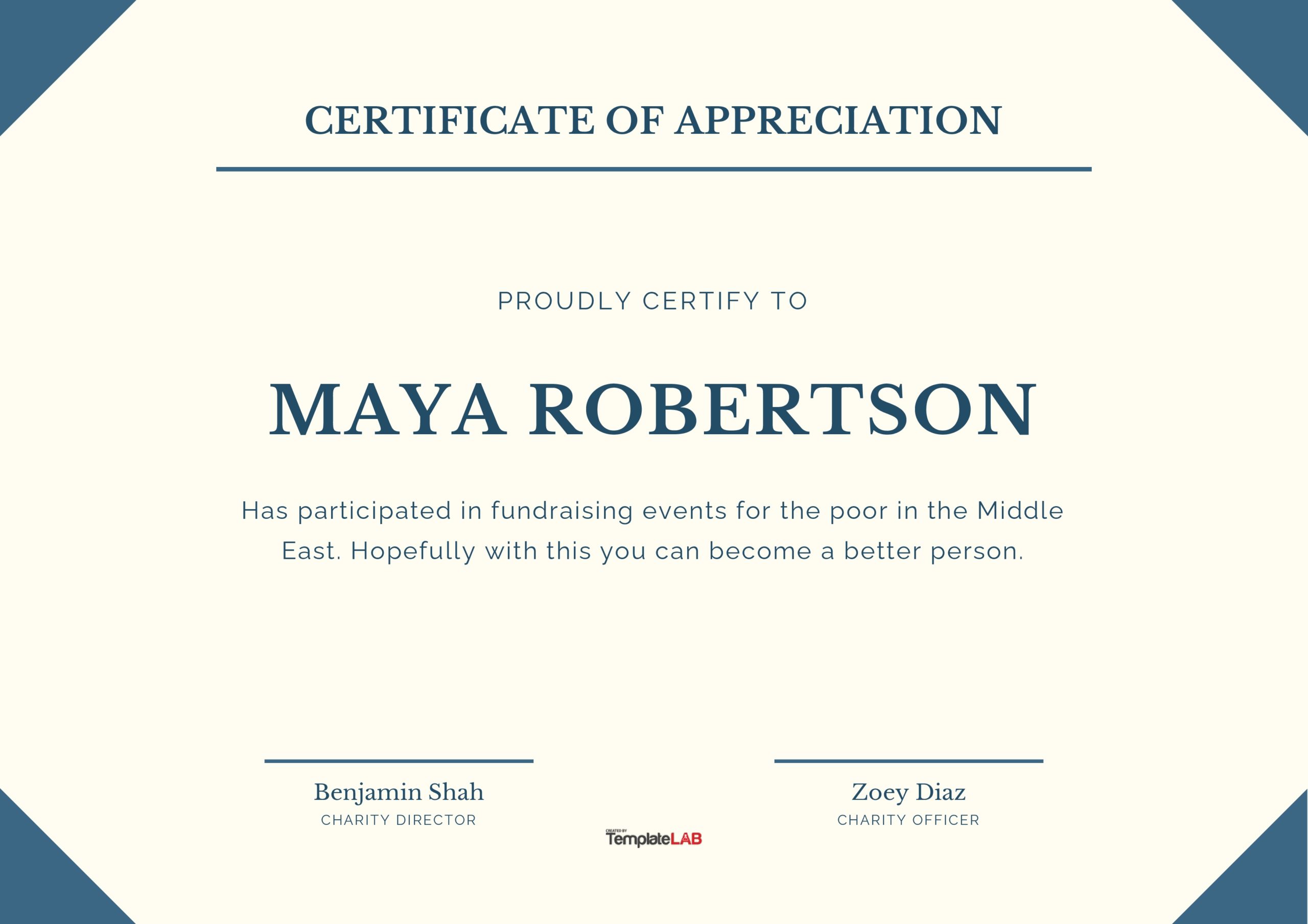 Free Certificate Of Appreciation For Donation