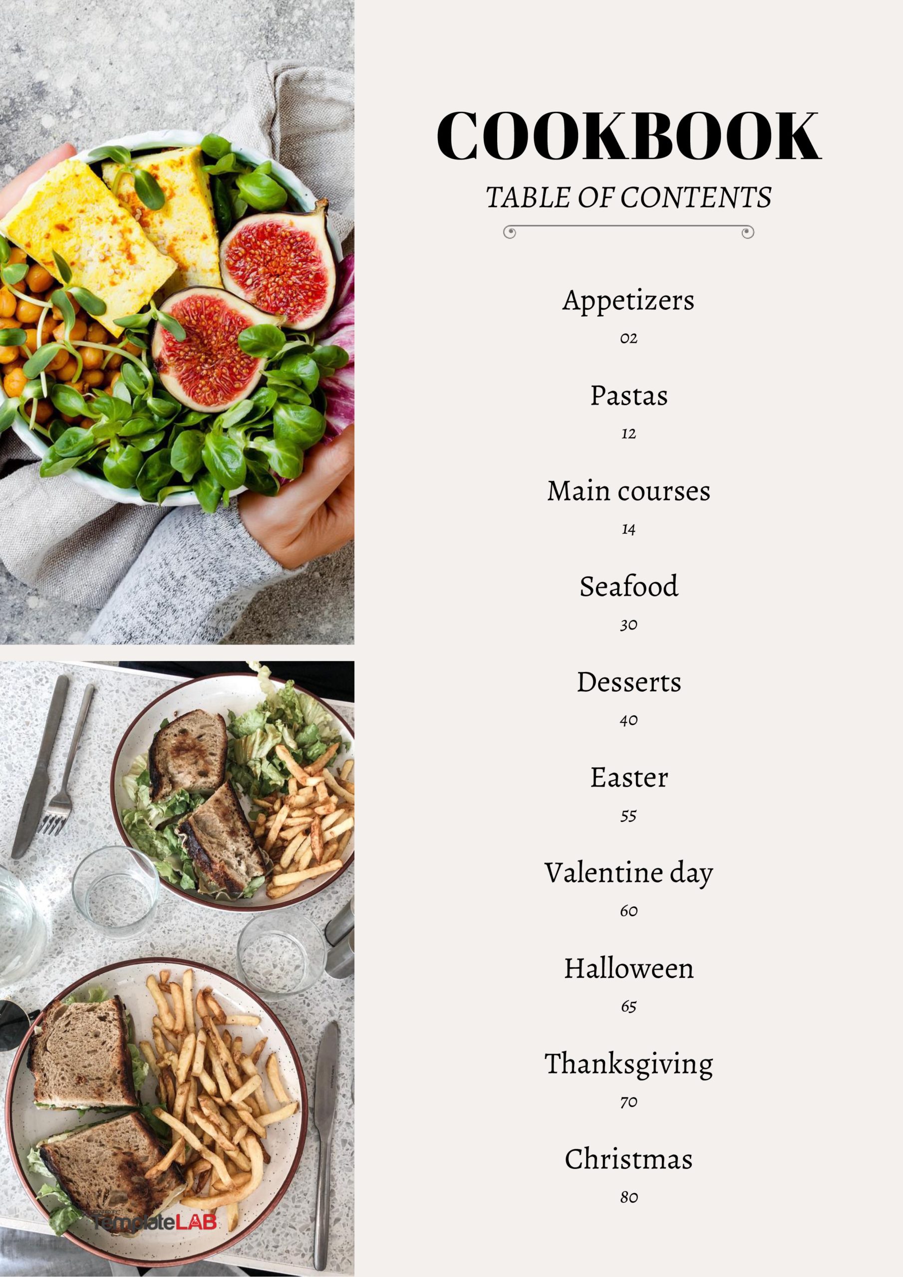 Free Cookbook Table Of Contents Template