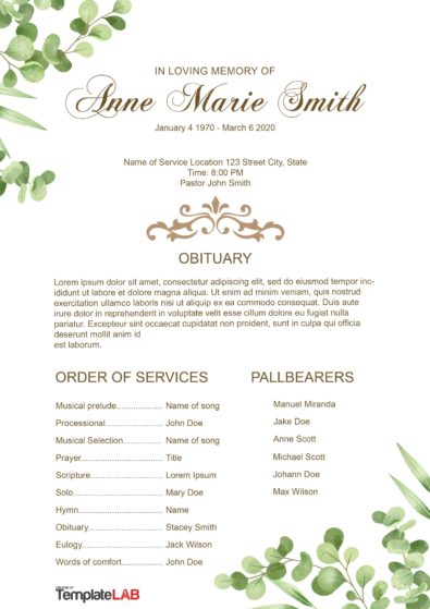 22 Free Funeral Program Templates (Word, PhotoShop, PowerPoint)