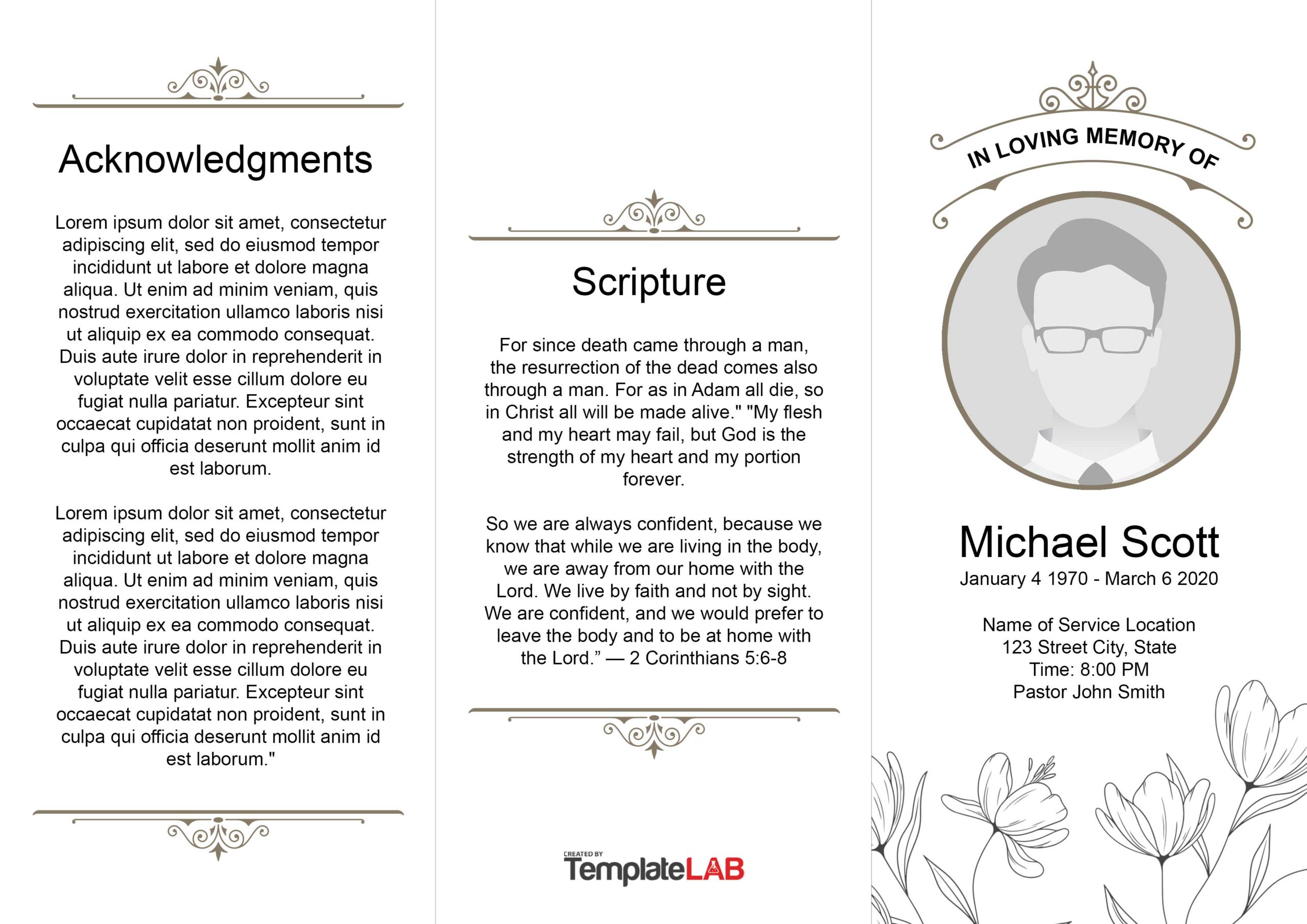 Free Funeral Program Trifold 3