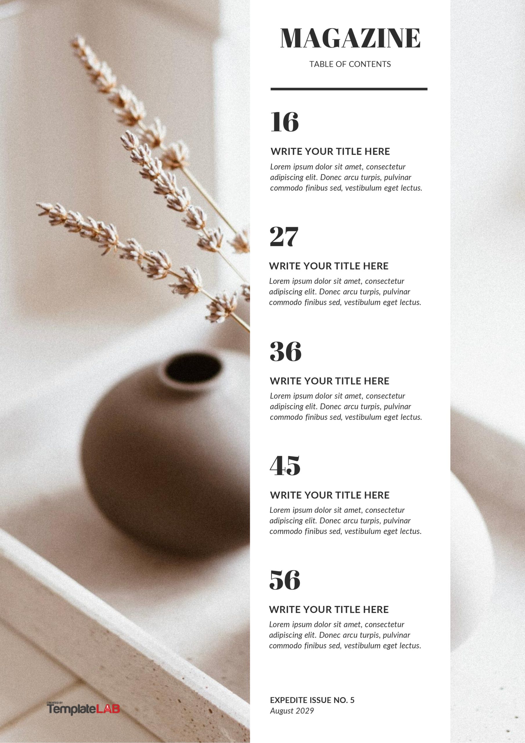 Free Magazine Table Of Contents Template