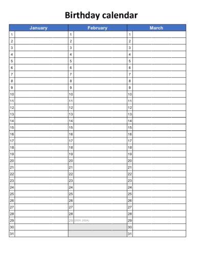 43 Editable Birthday Calendar Templates (100% Free)
