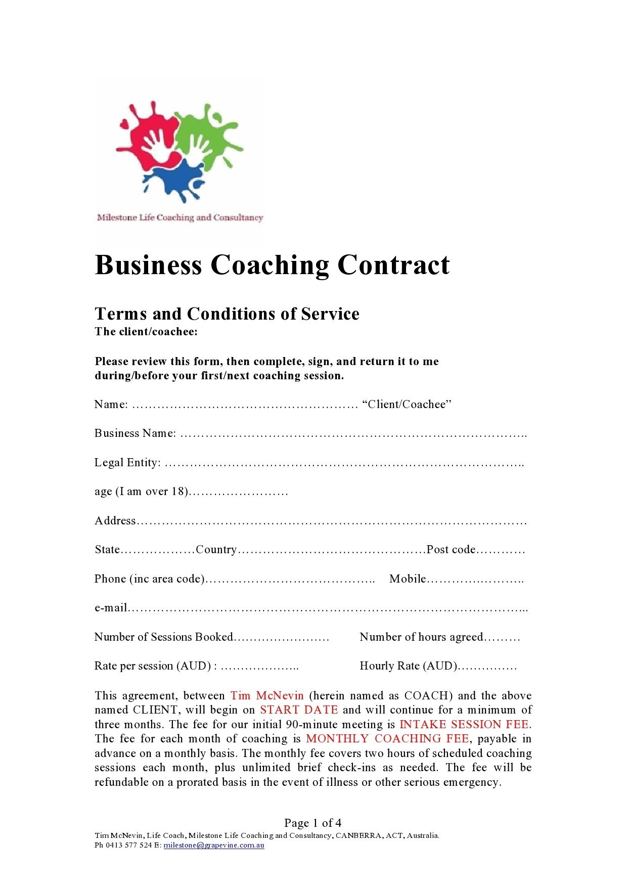 Free business contract template 01