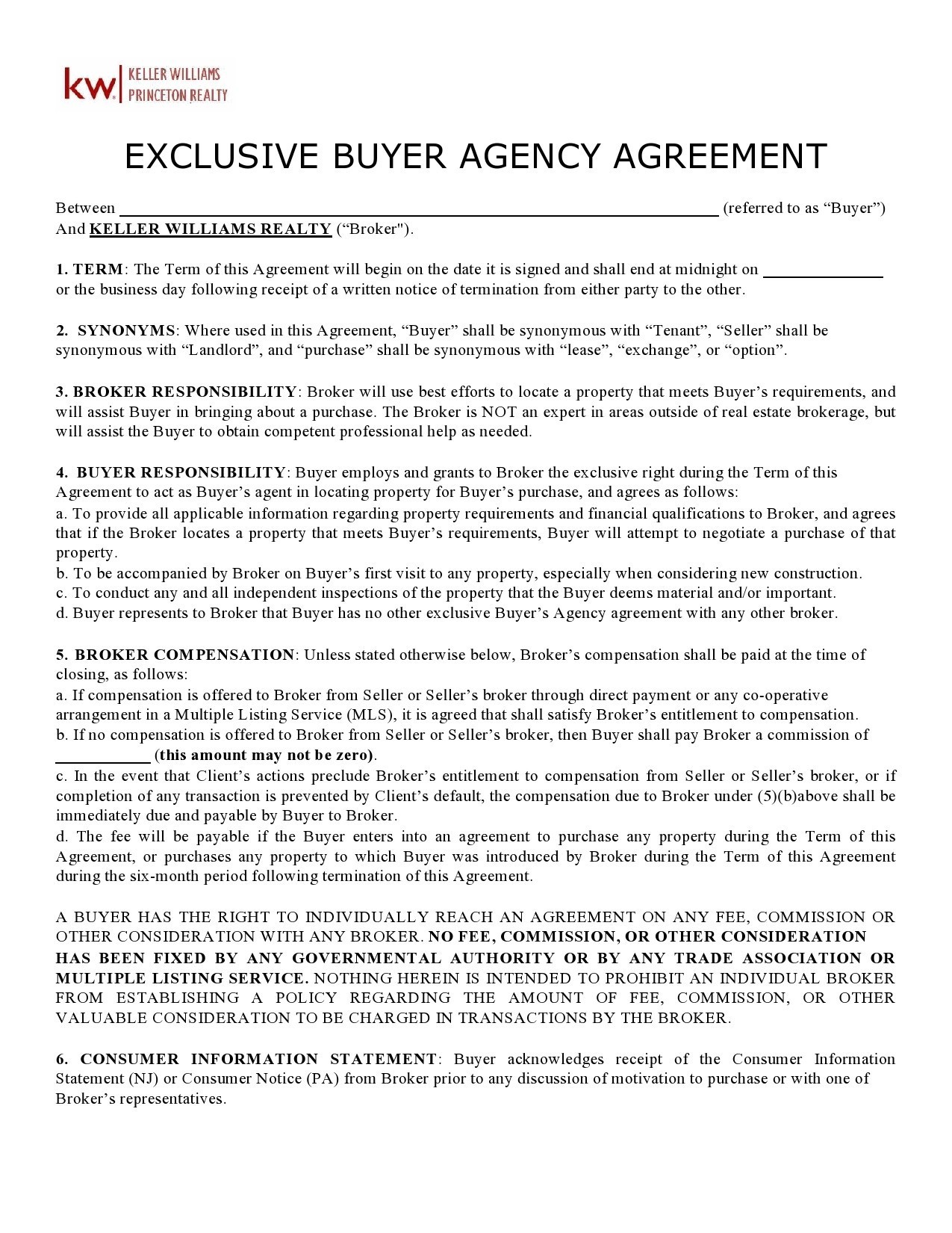 40 Exclusive Buyer Agency Agreements (& Forms) ᐅ TemplateLab