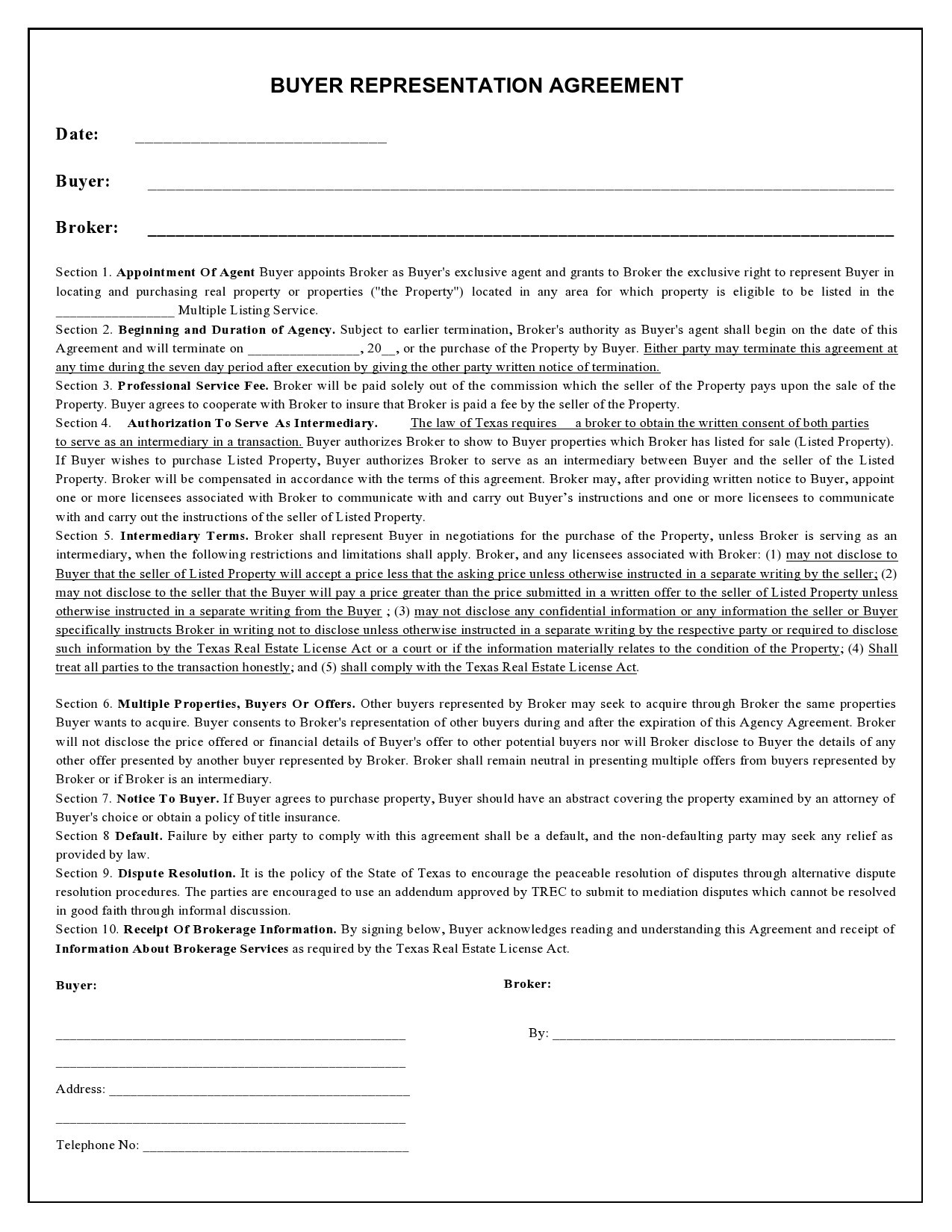 Free buyer agency agreement 07