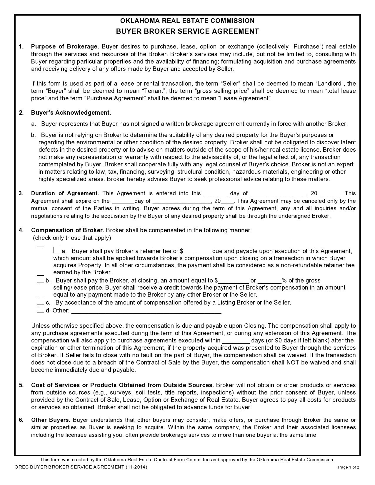 Free buyer agency agreement 12