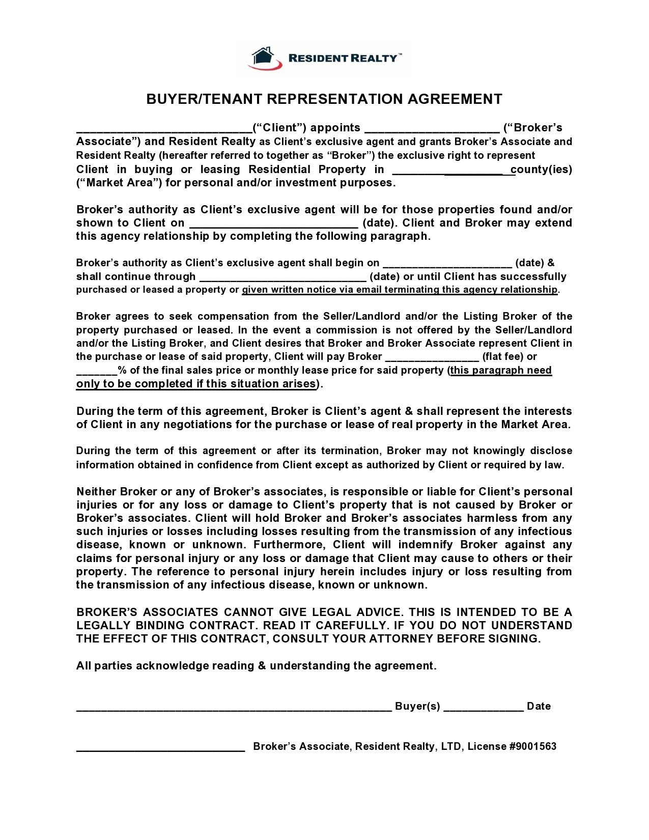 Free buyer agency agreement 23