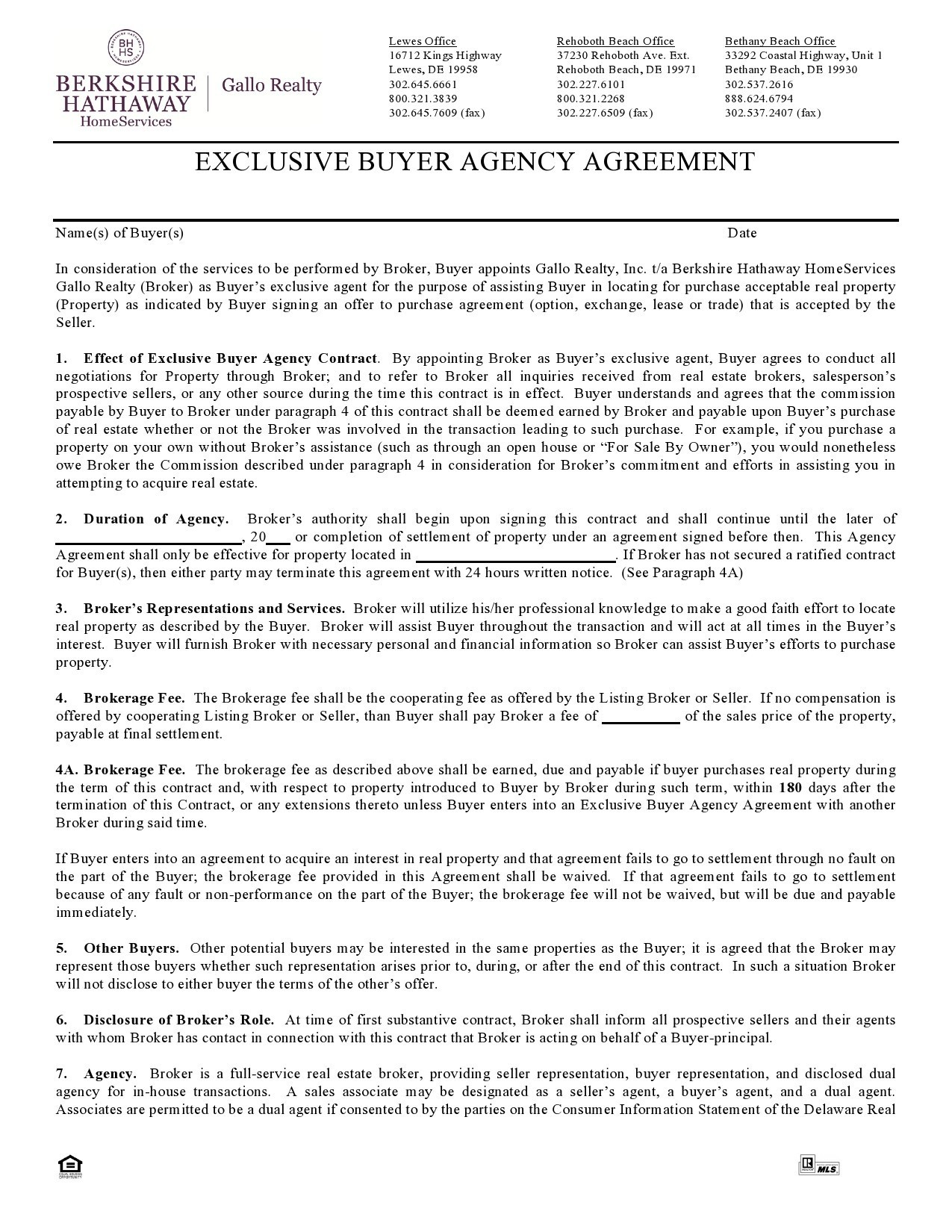 Free buyer agency agreement 25