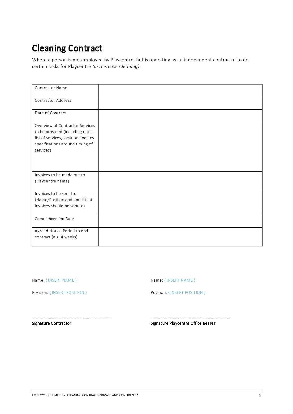 Free cleaning contract template 09