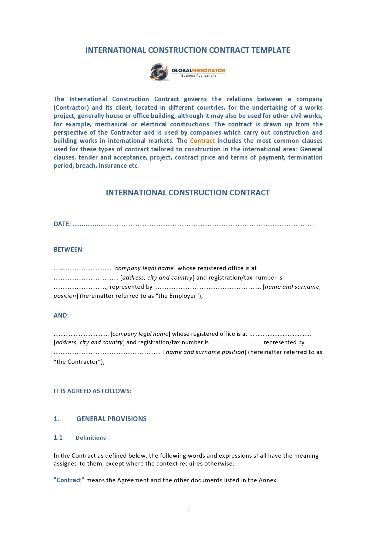 Free construction contract agreement 05