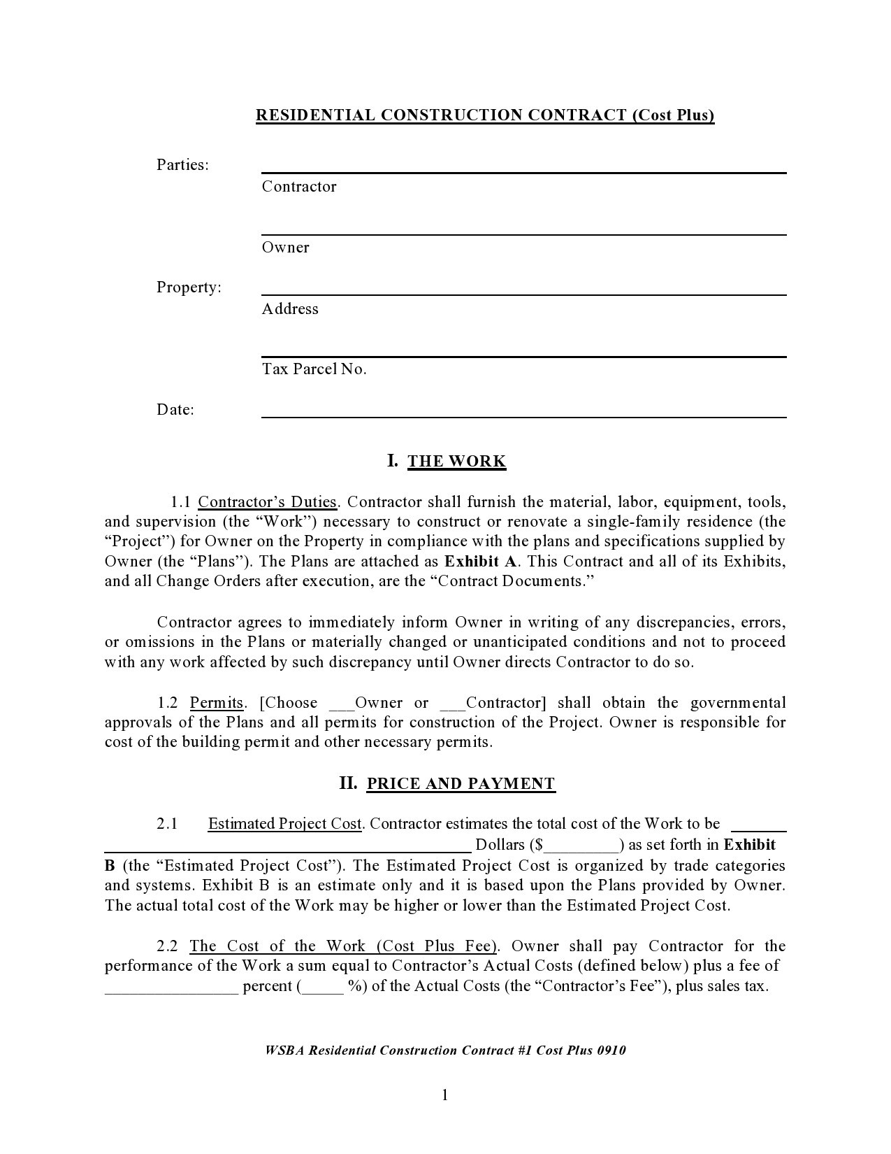 Free construction contract agreement 16