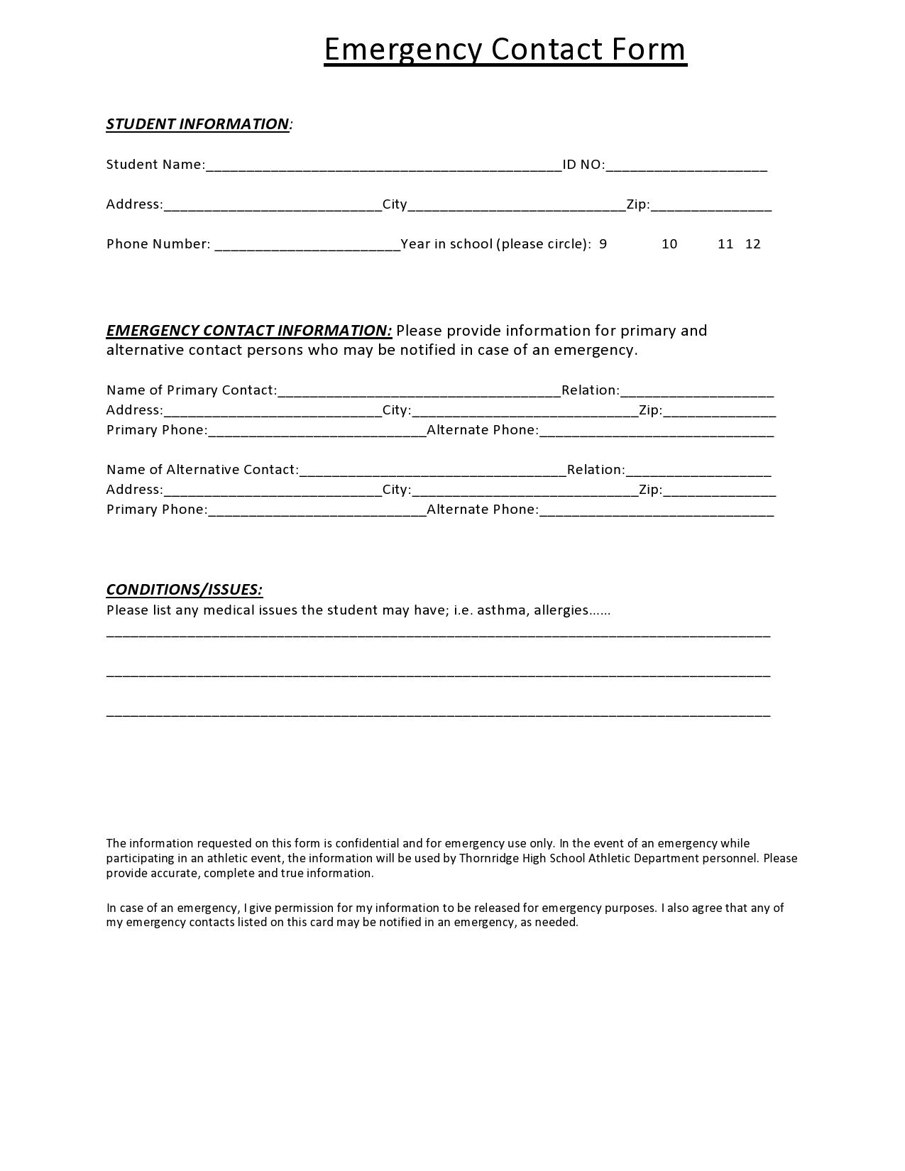 Free emergency contact form 03