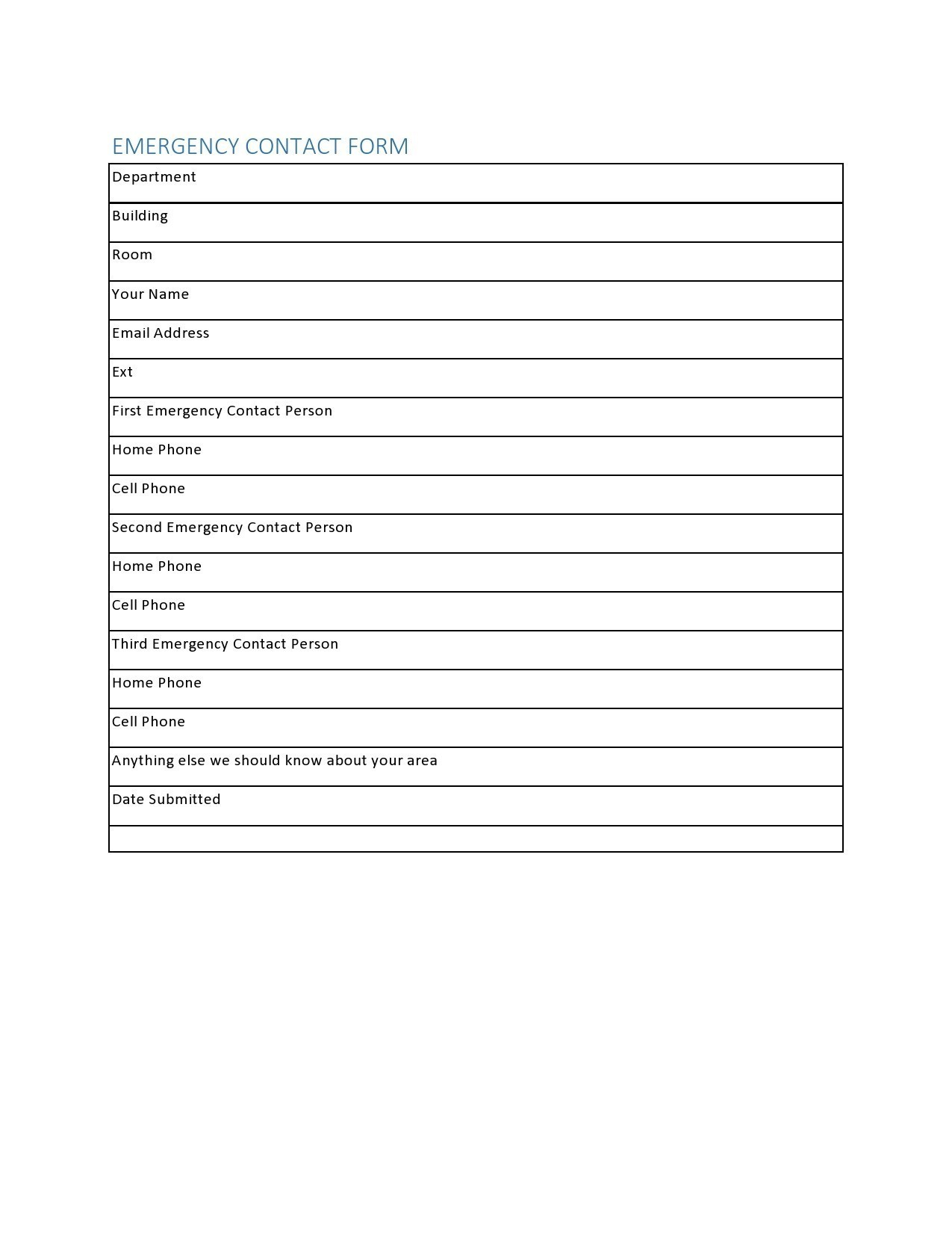 Free emergency contact form 06