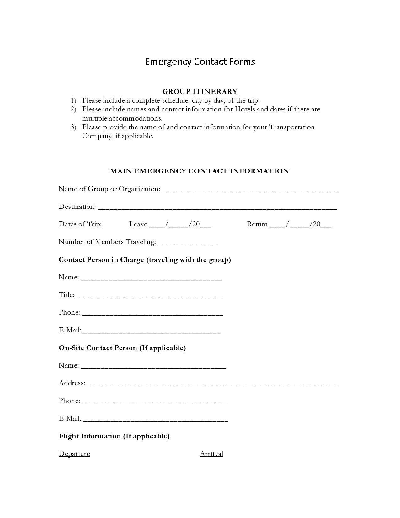 Free emergency contact form 11