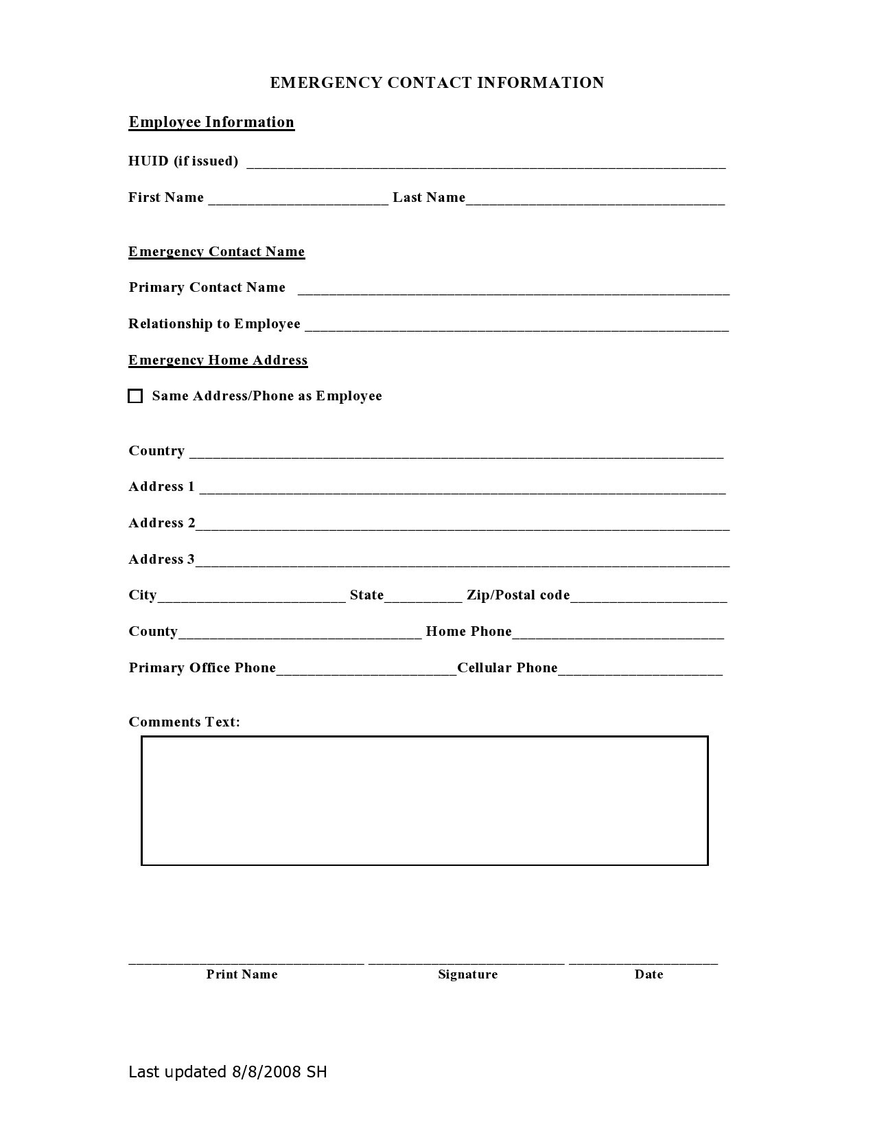 Free emergency contact form 12