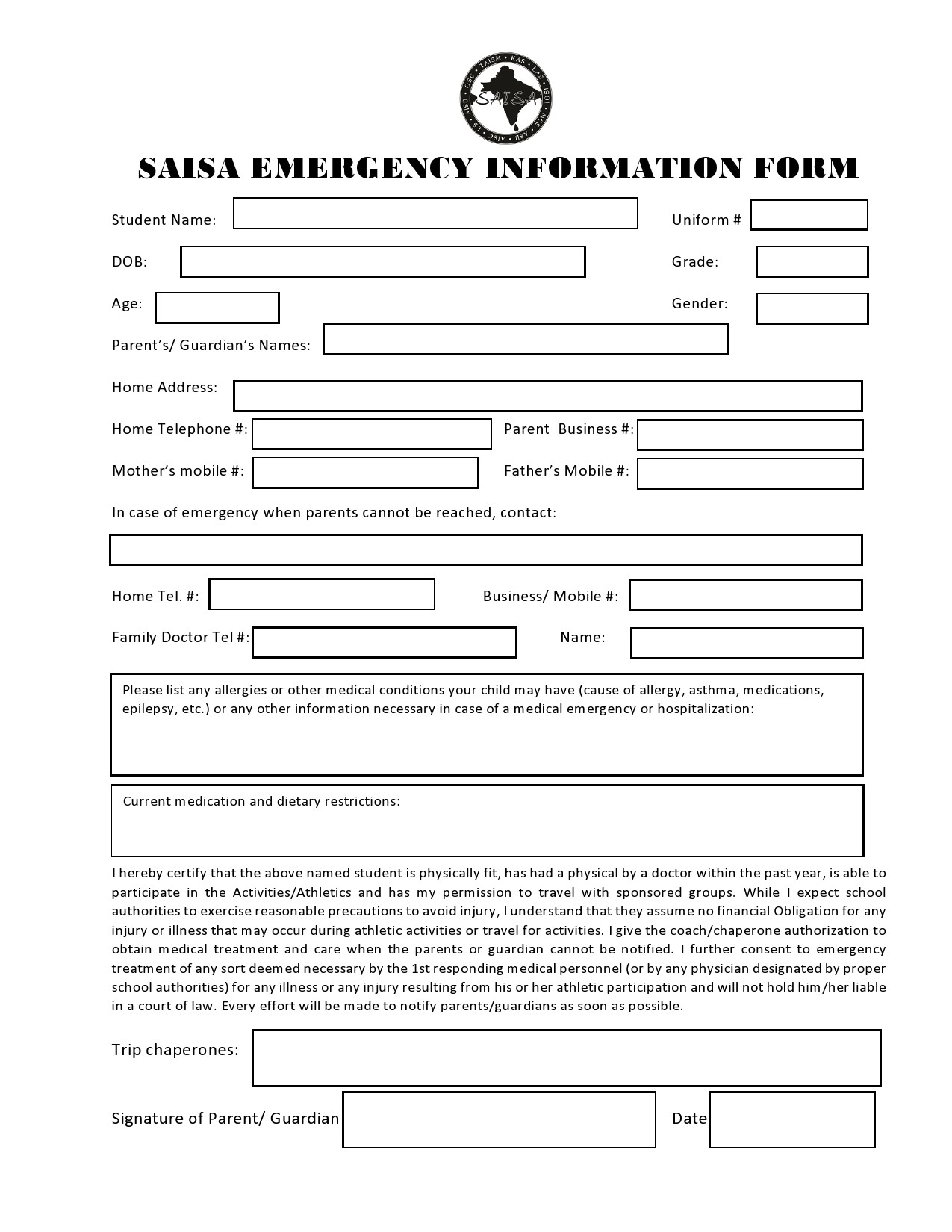 Free emergency contact form 19