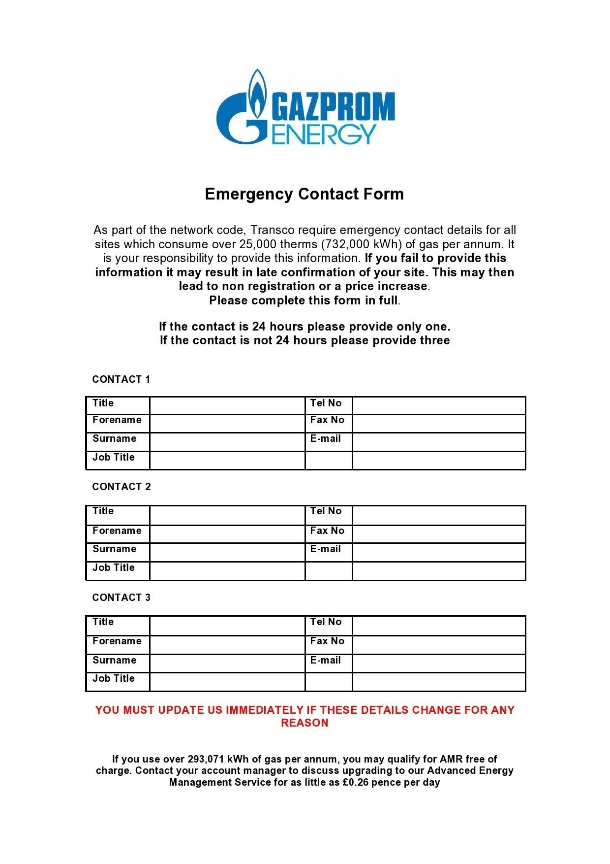 Free emergency contact form 20