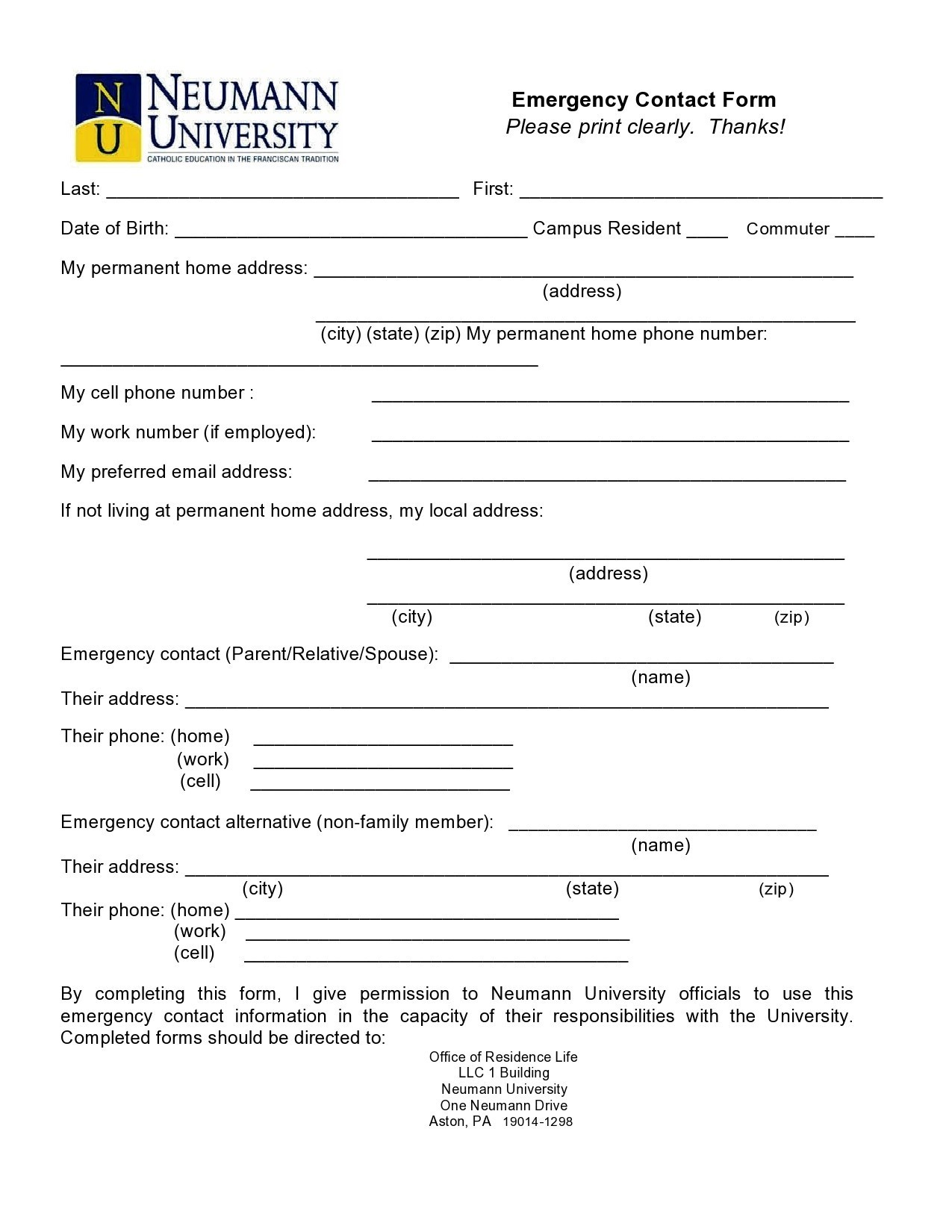 Free emergency contact form 29